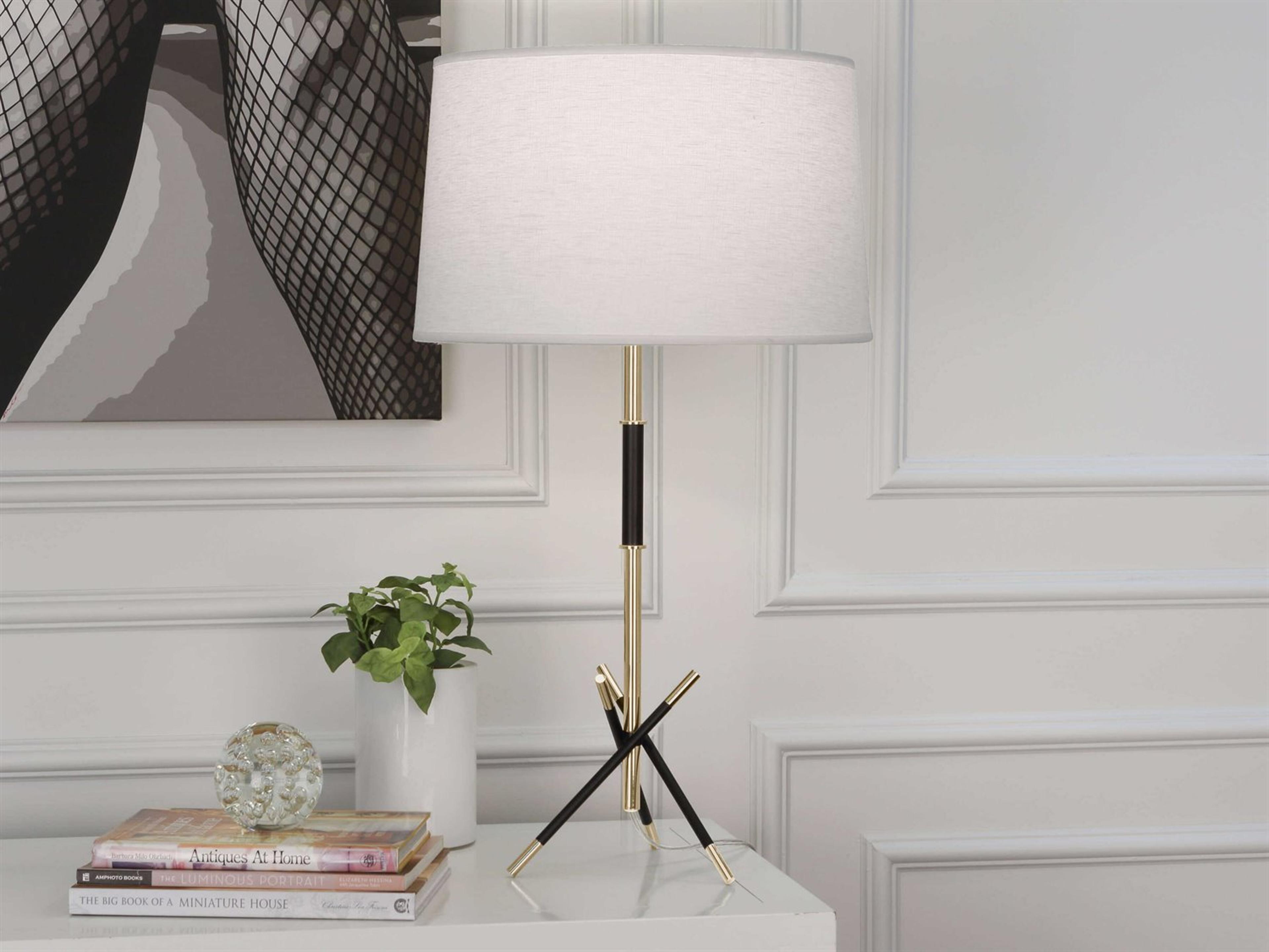 Robert Abbey Thatcher Modern Brass Matte Black Buffet Lamp