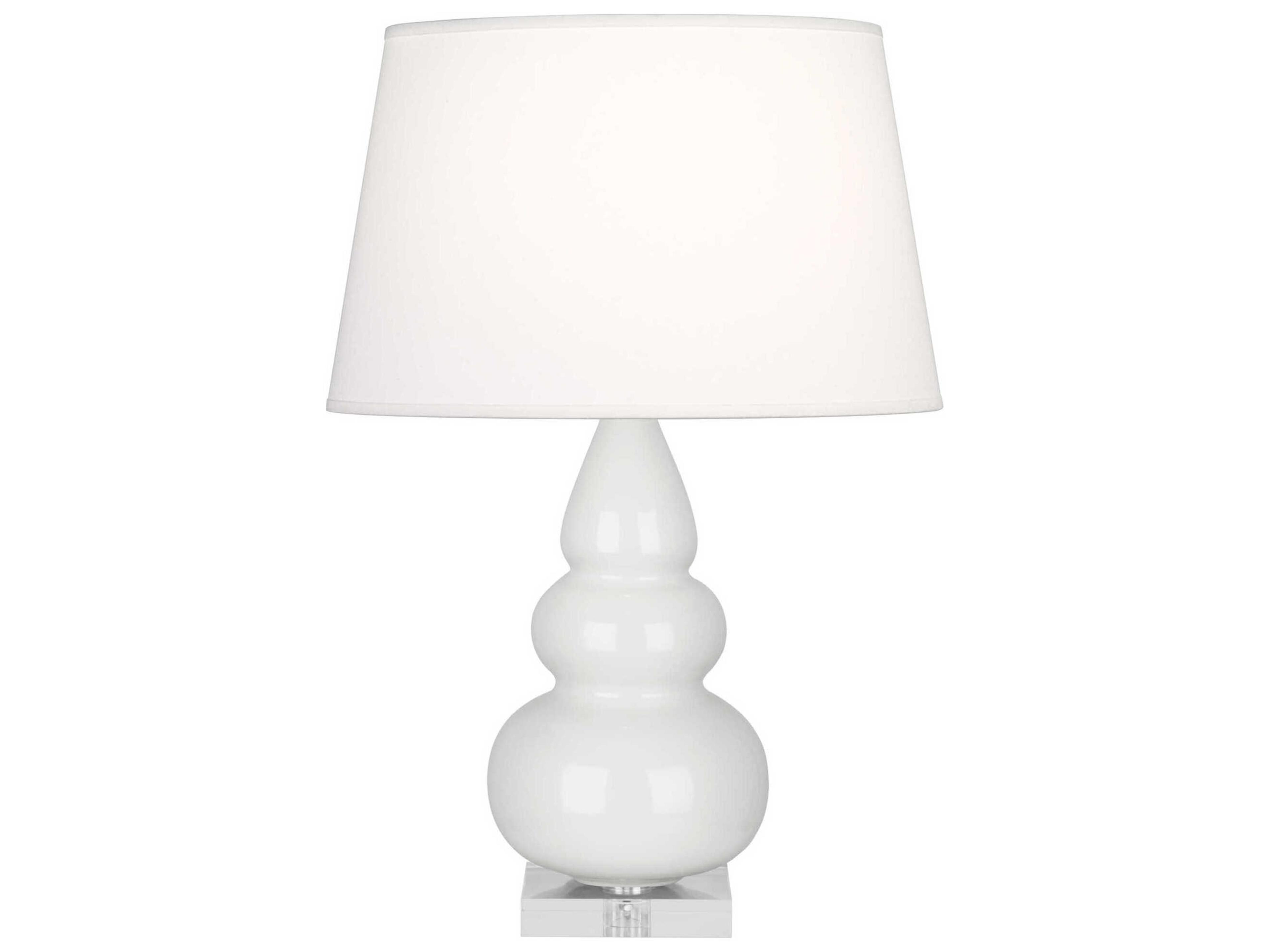 Robert Abbey Small Triple Gourd Lily Glazed White Table Lamp