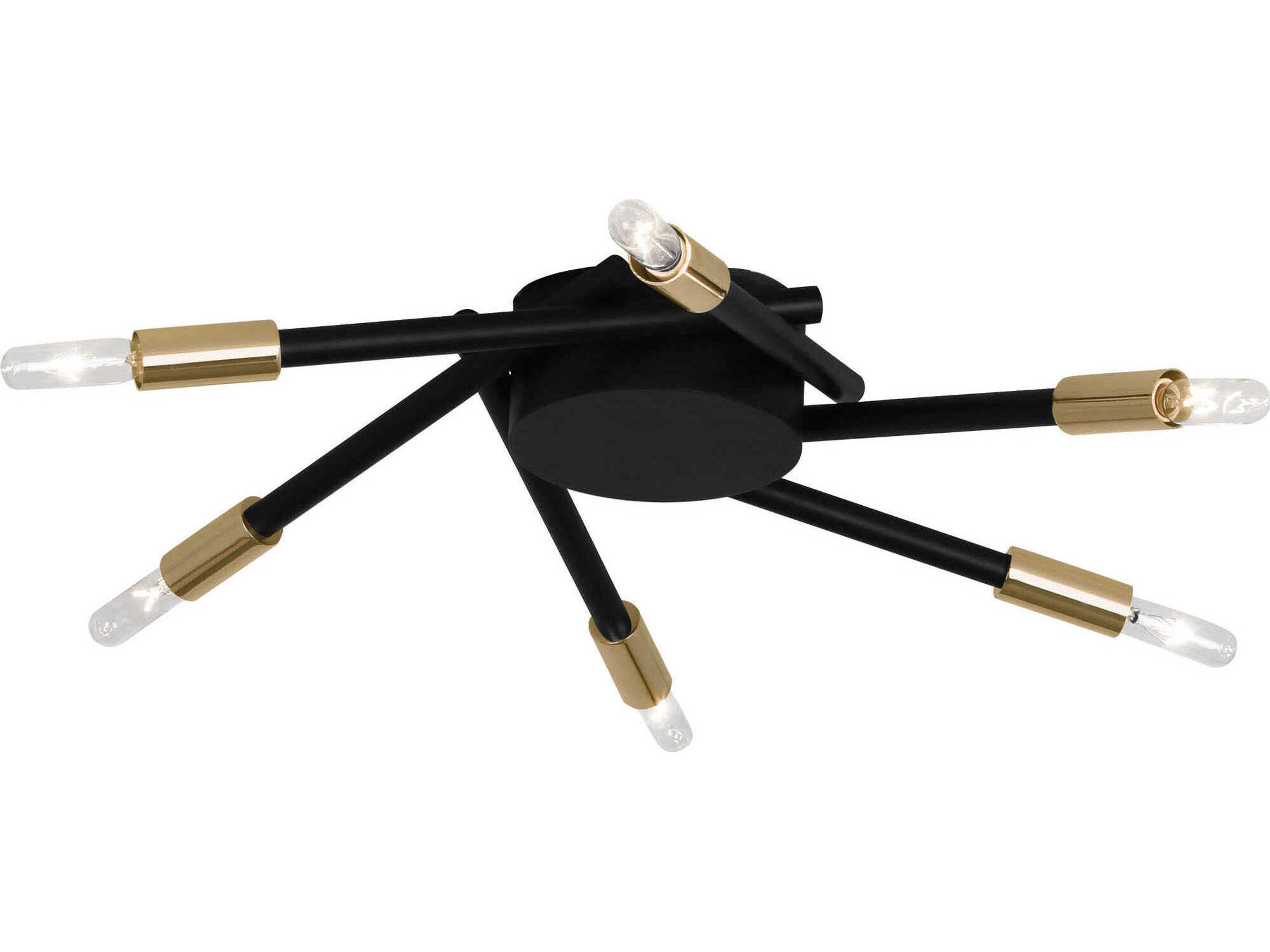 Thatcher 6-Light Modern Brass Matte Black Flush Mount