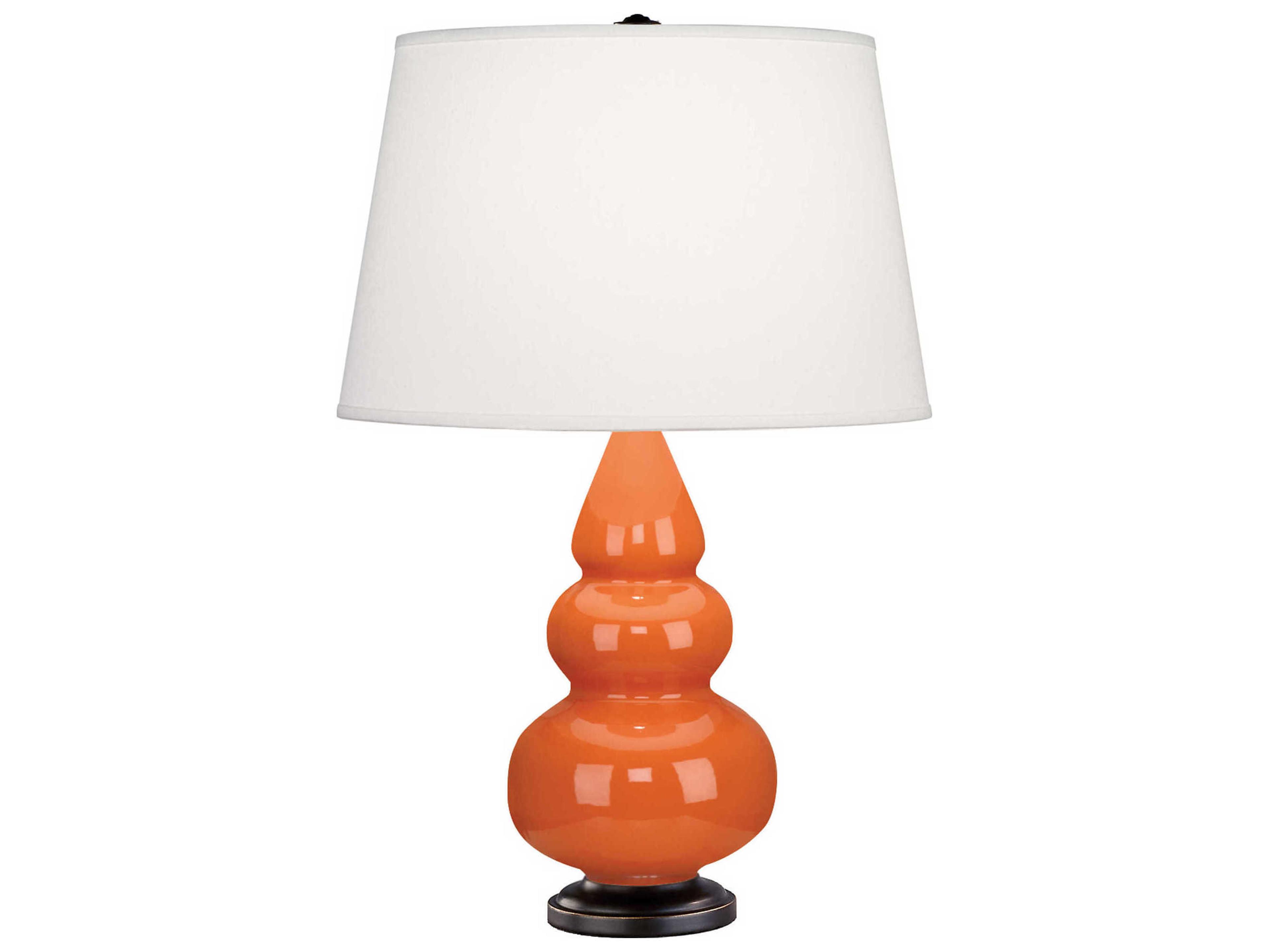 Robert Abbey Small Triple Gourd Pumpkin Glazed Orange Table Lamp