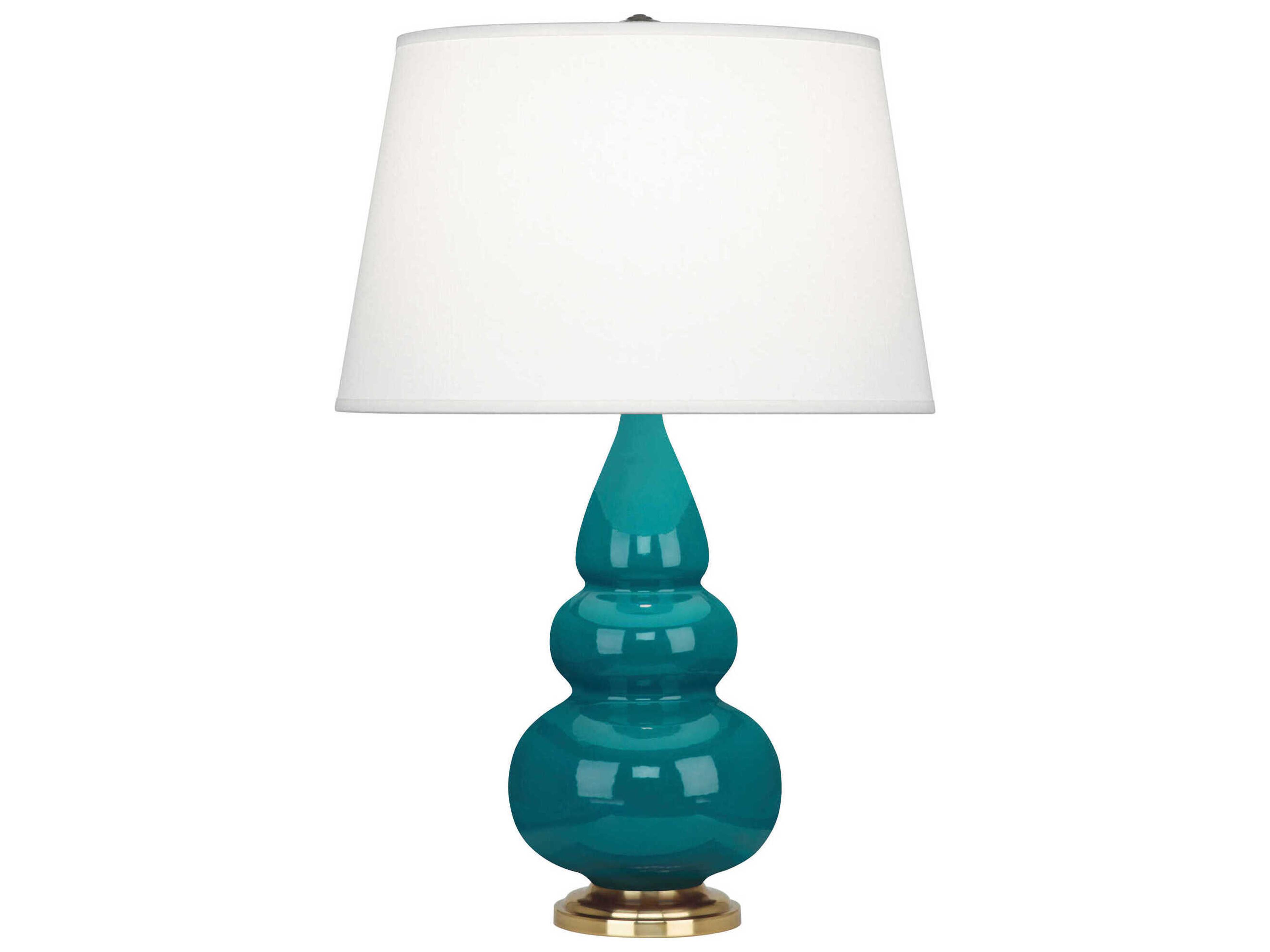 Small Triple Gourd Peacock Glazed Green Table Lamp