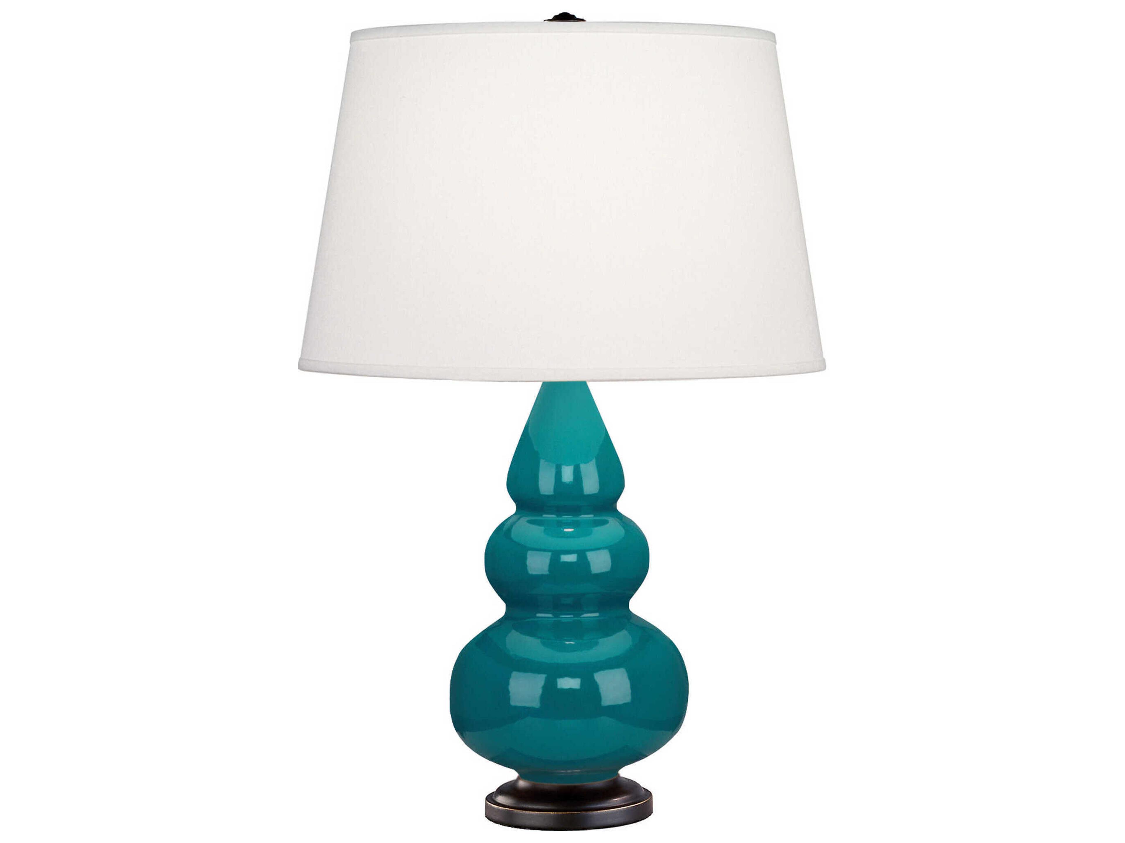 Robert Abbey Small Triple Gourd Peacock Glazed Green Table Lamp