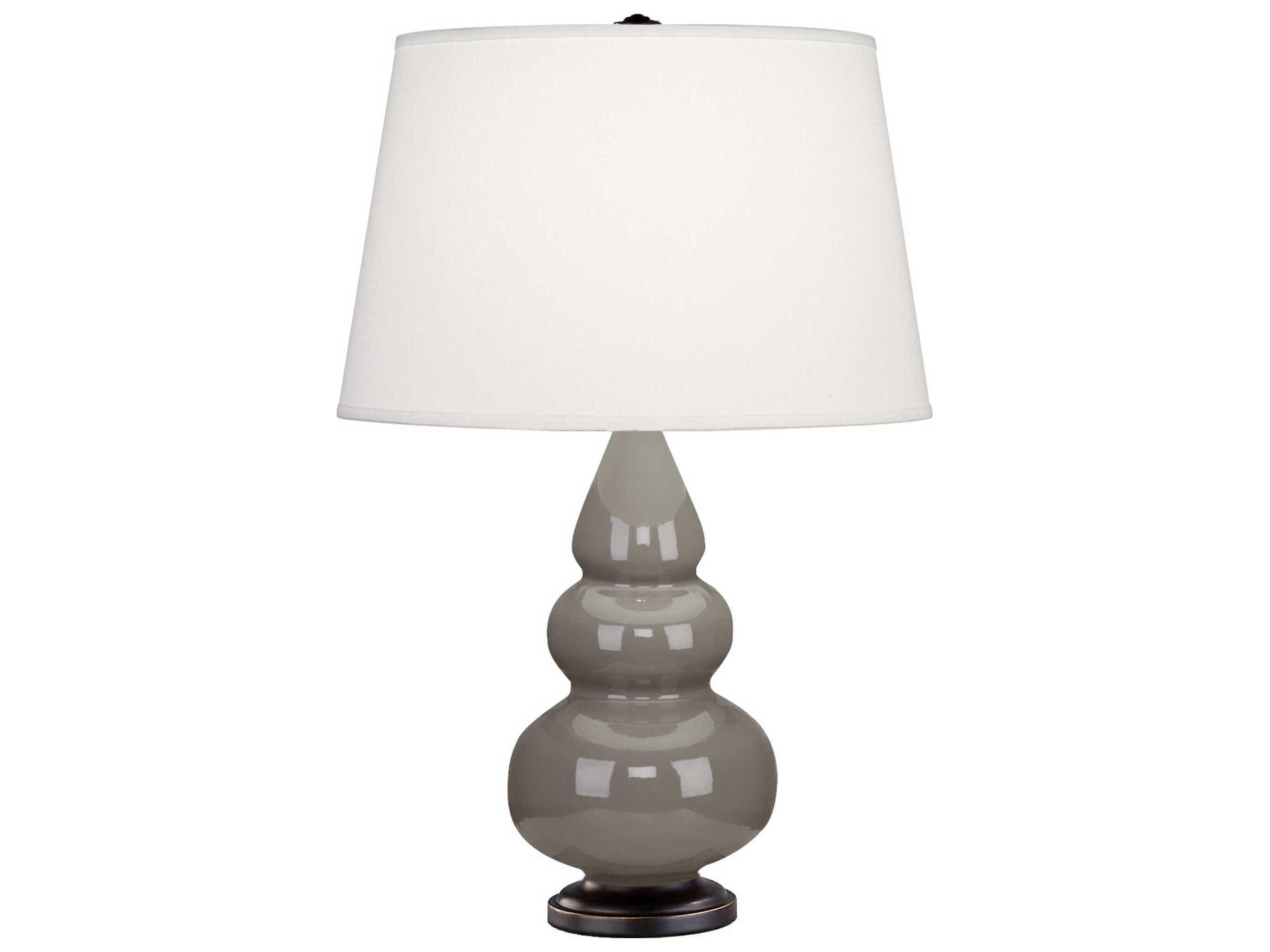 Robert Abbey Small Triple Gourd Smoky Taupe Glazed Gray Table Lamp