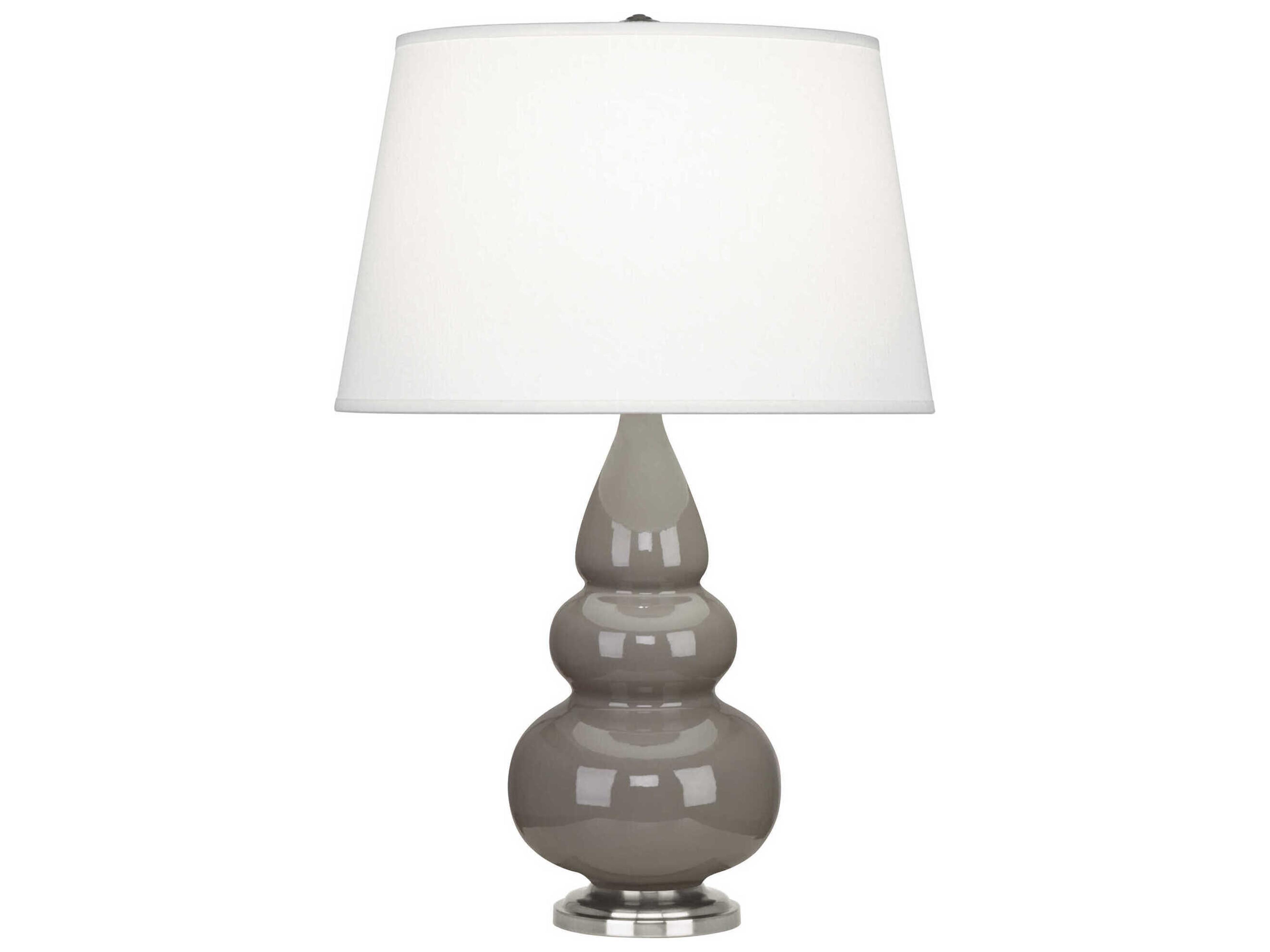 Robert Abbey Small Triple Gourd Smoky Taupe Glazed Gray Table Lamp