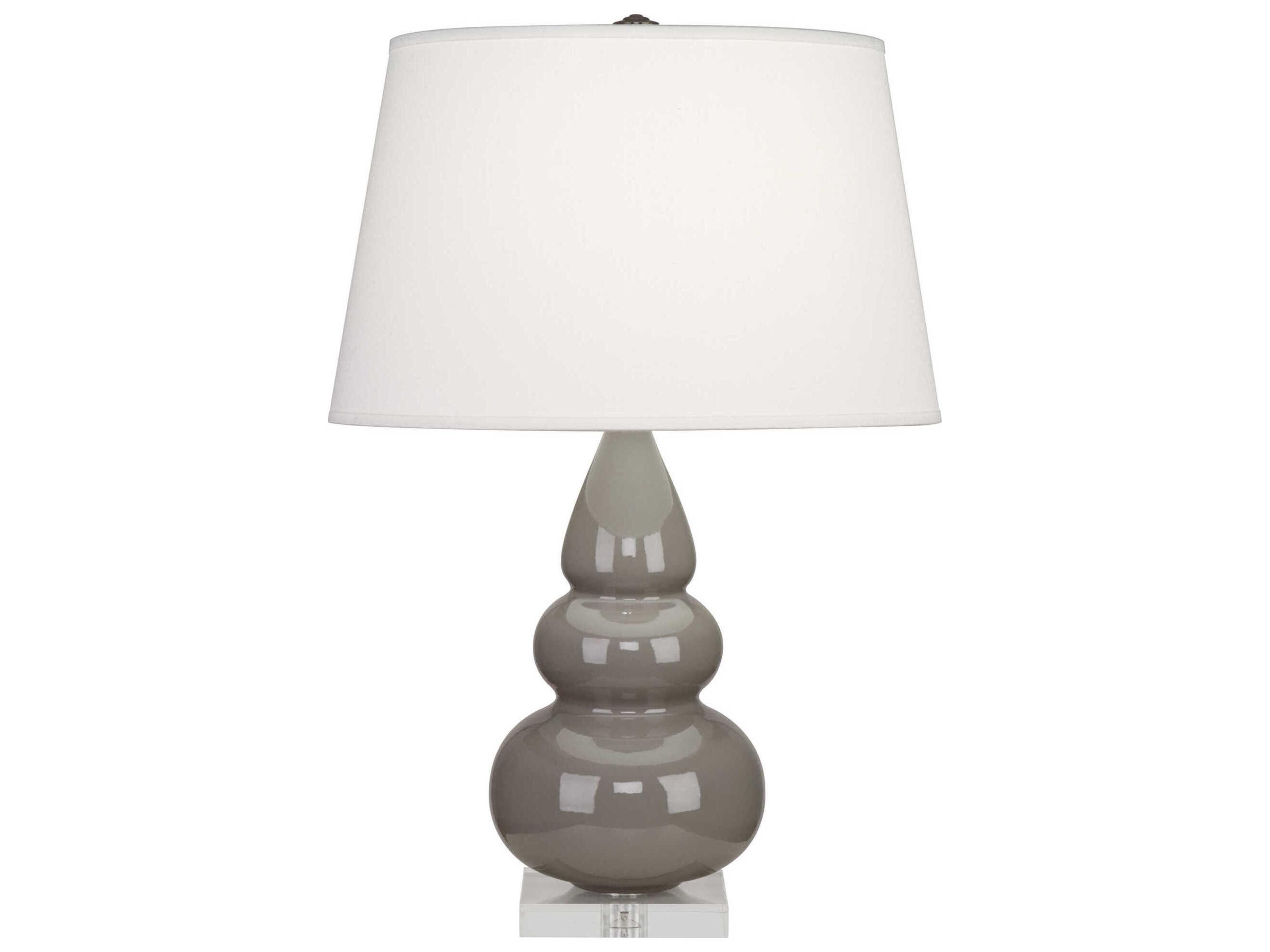 Robert Abbey Small Triple Gourd Smoky Taupe Glazed Gray Table Lamp