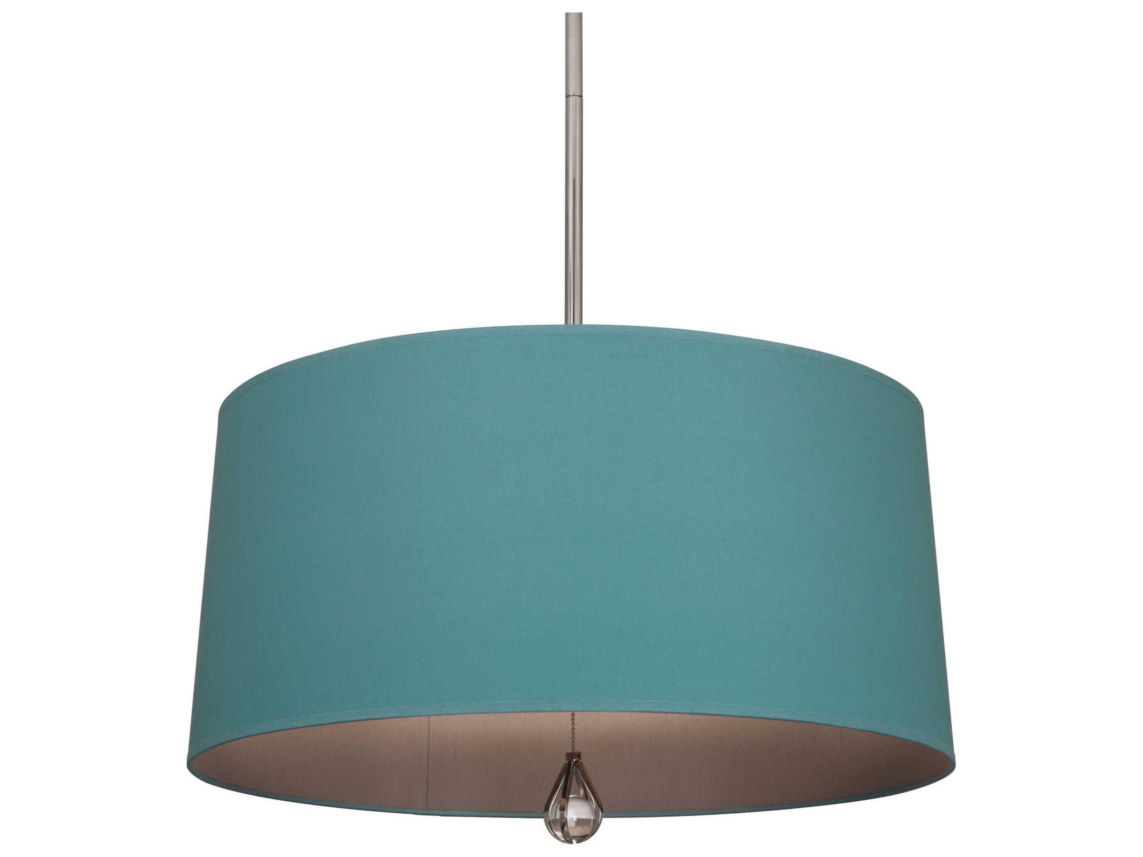 Robert Abbey Williamsburg Custis 3-Light Mayo Teal Carter Gray Green Drum Pendant