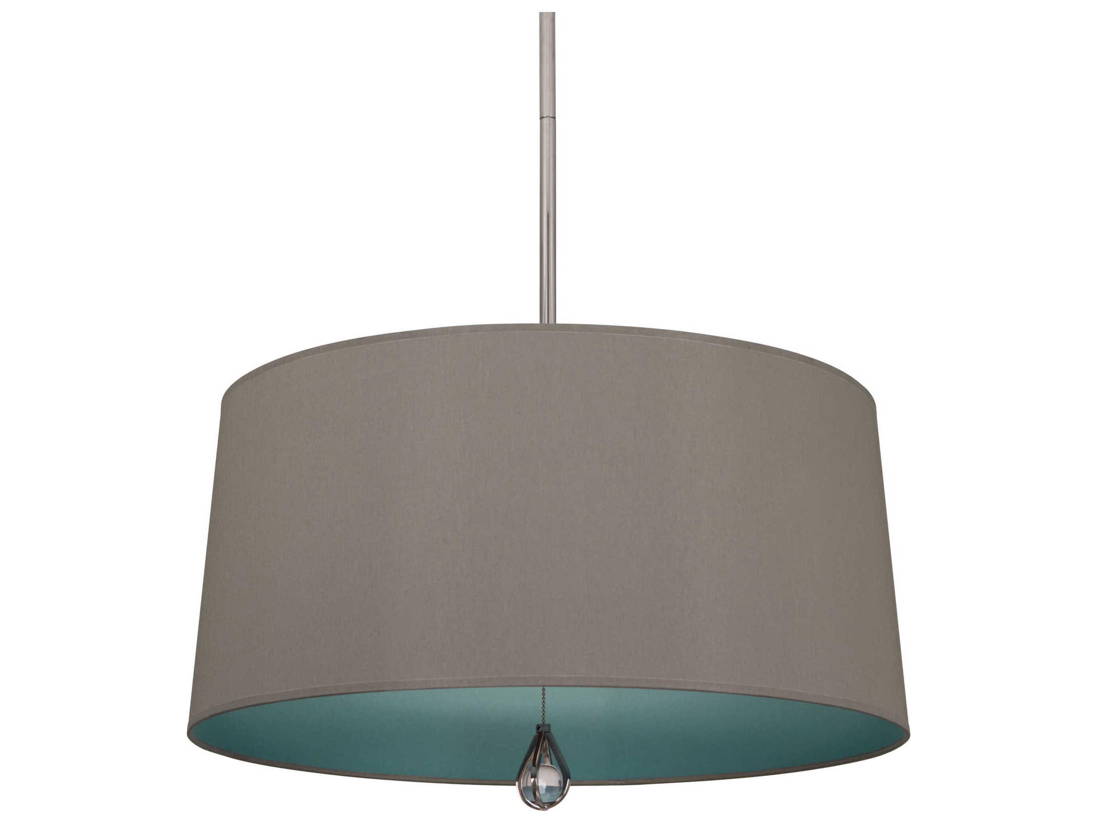 Robert Abbey Williamsburg Custis 3-Light Carter Gray Mayo Teal Drum Pendant