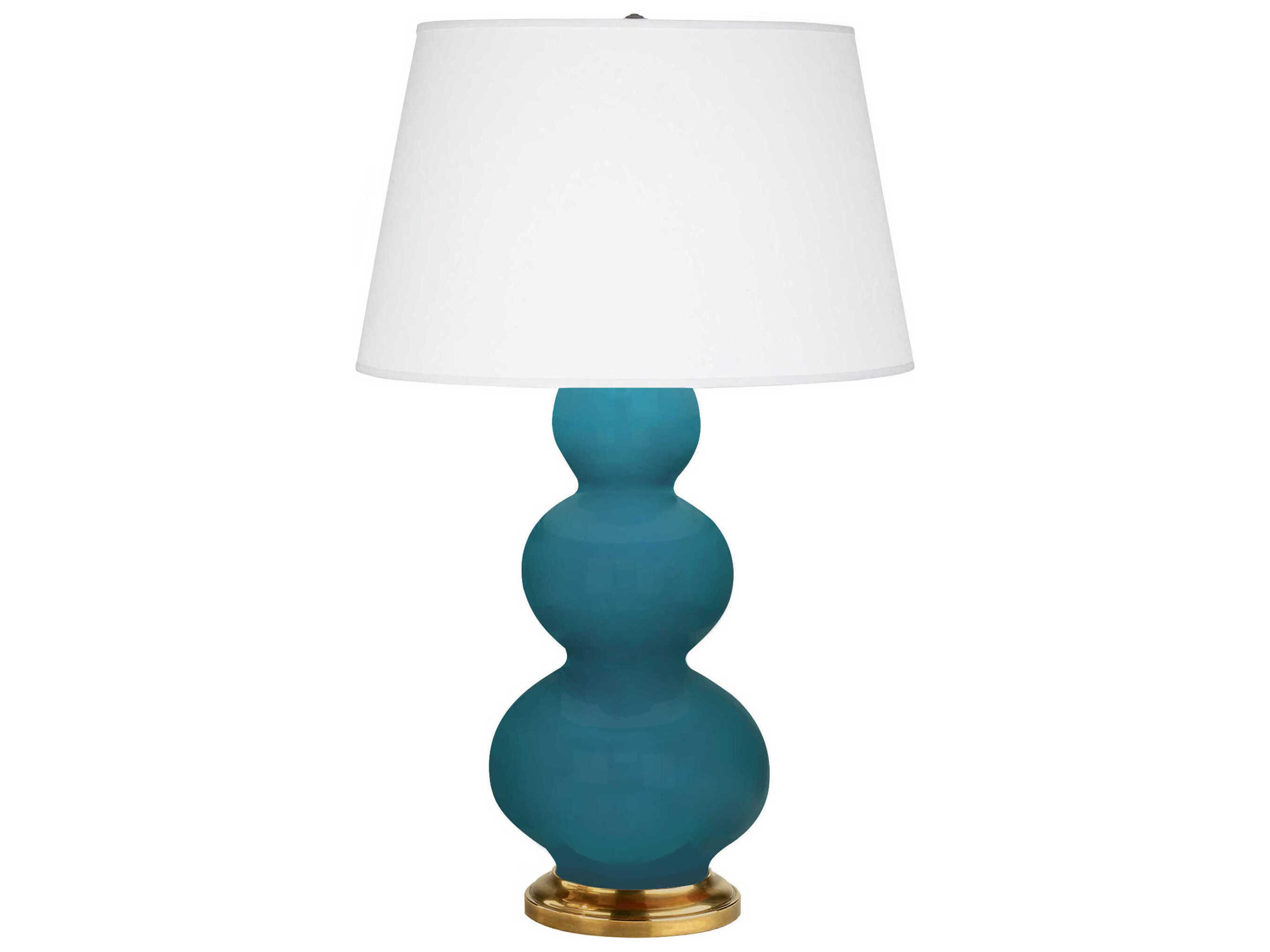 Triple Gourd Peacock Glazed Blue Buffet Lamp