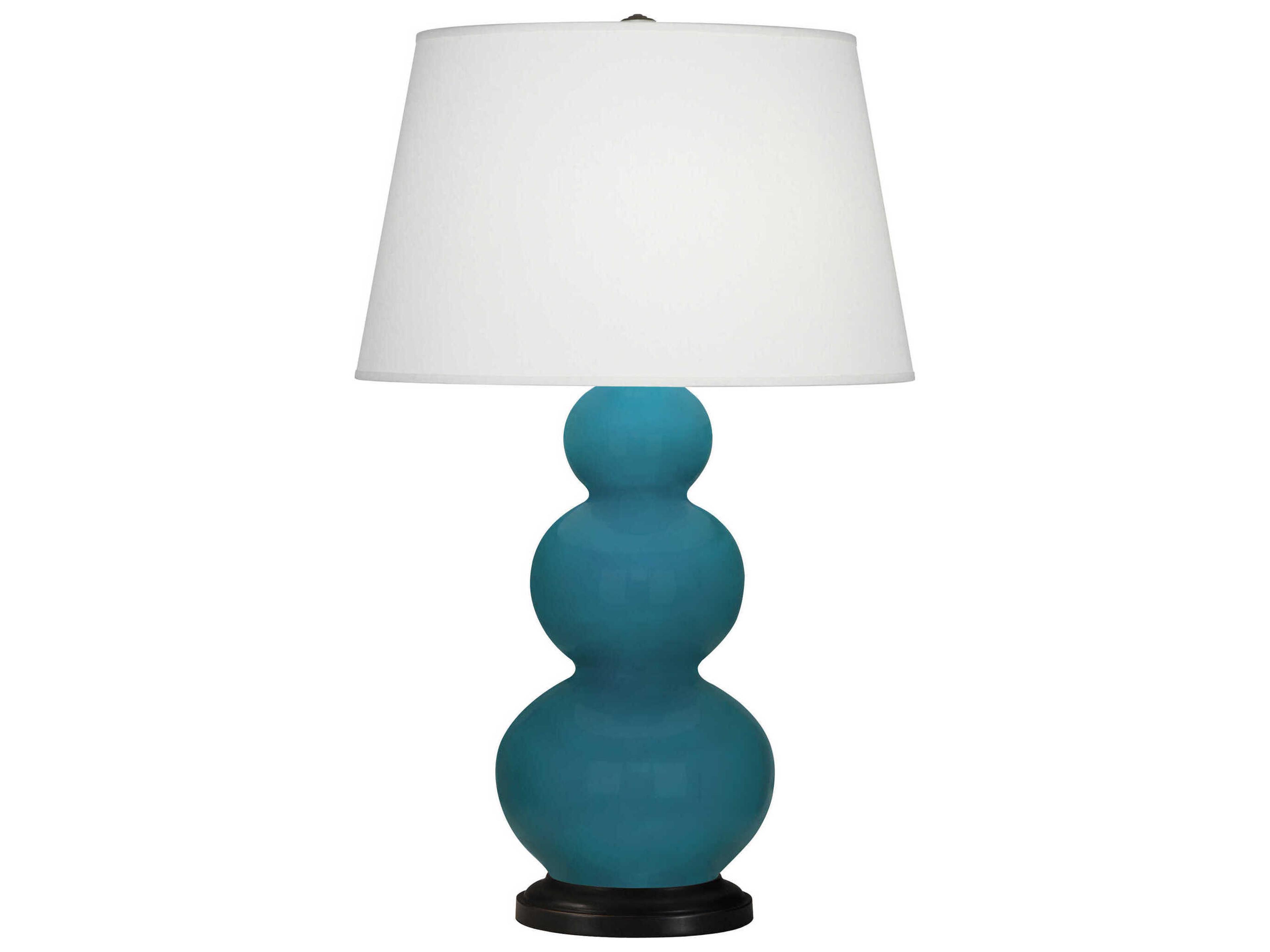 Robert Abbey Triple Gourd Peacock Glazed Blue Buffet Lamp