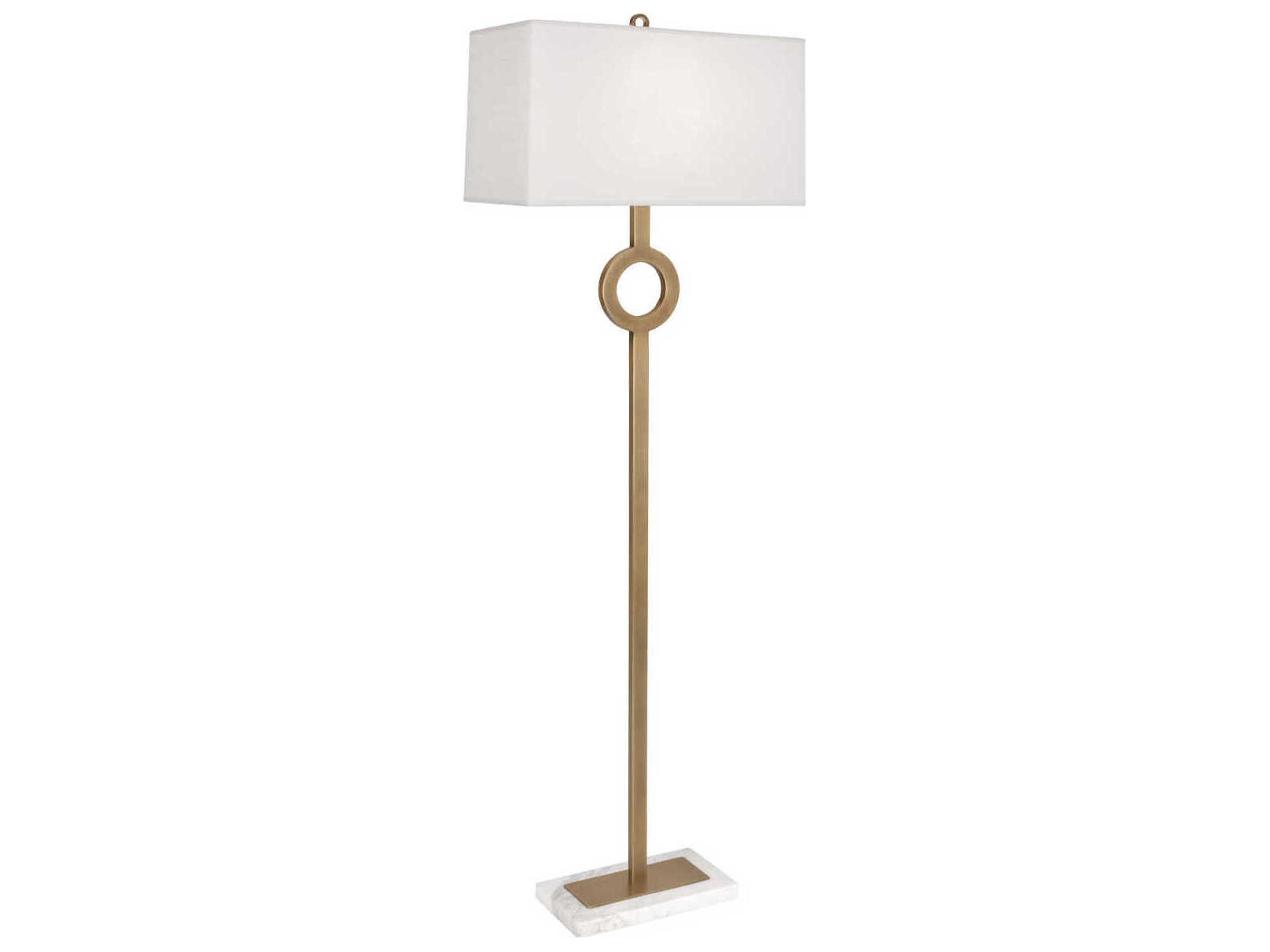 Oculus Warm Brass White Marble Floor Lamp