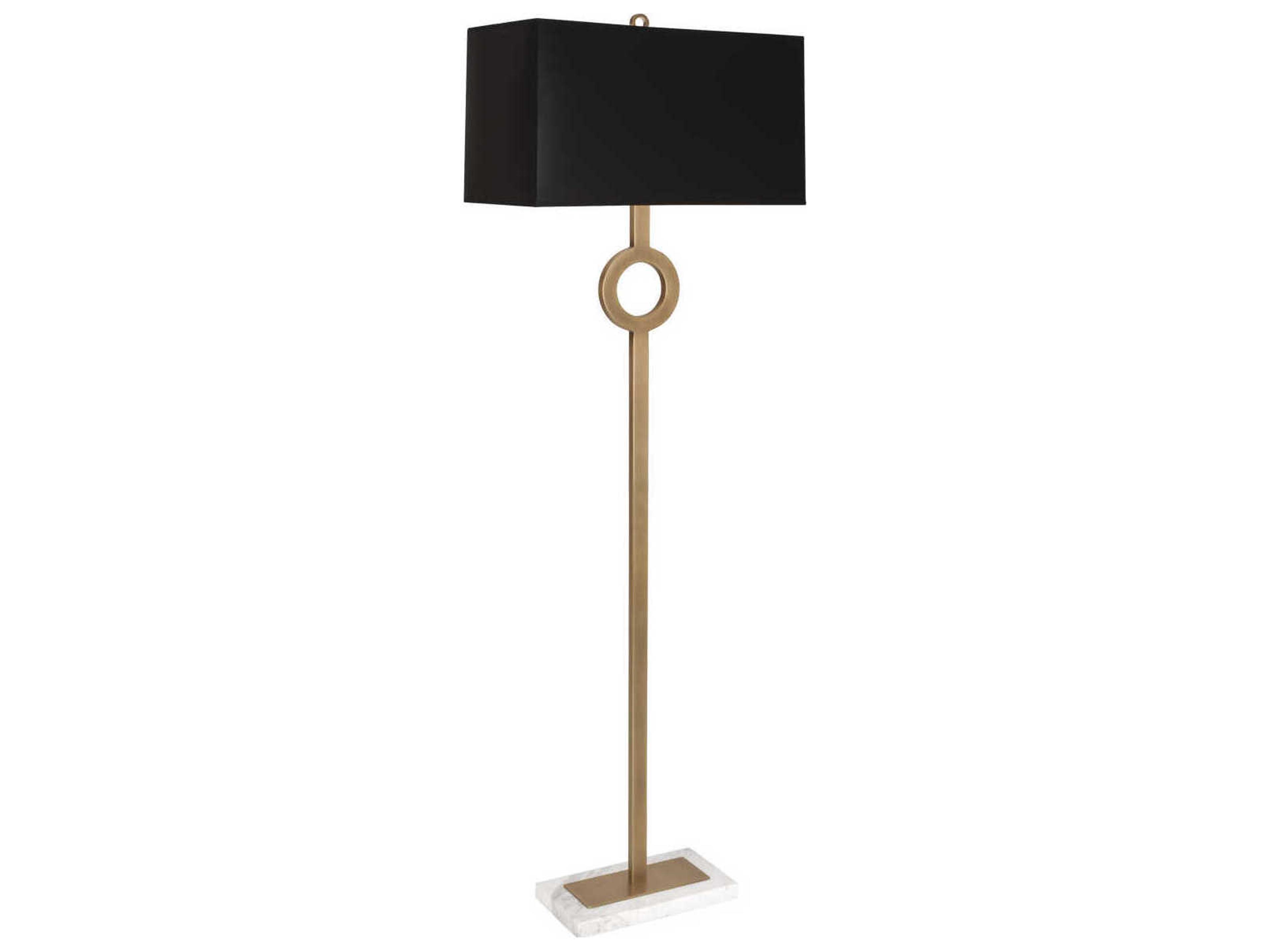 Oculus Warm Brass White Marble Floor Lamp