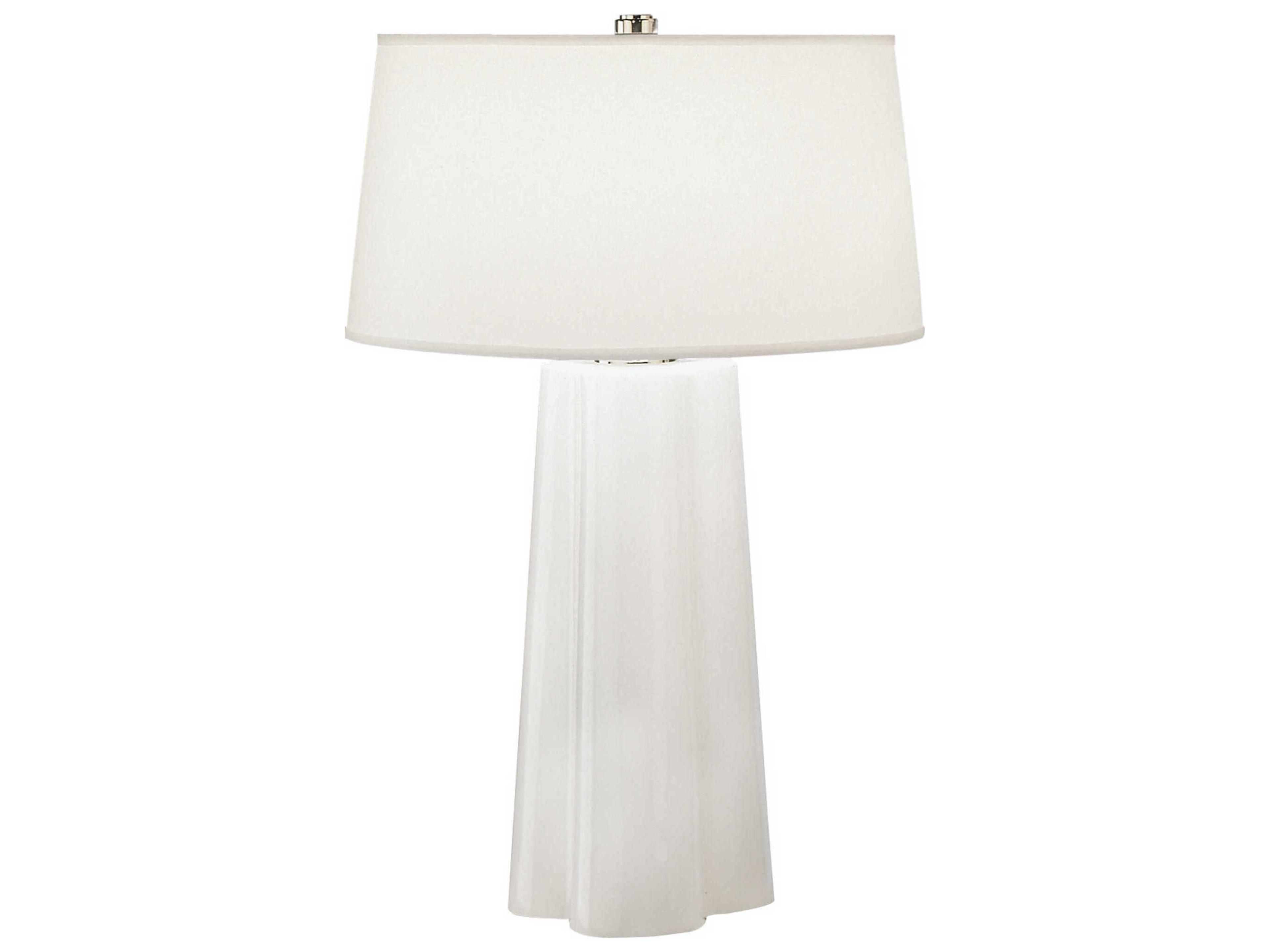 Wavy White Cased Glass Polished Nickel Buffet Lamp