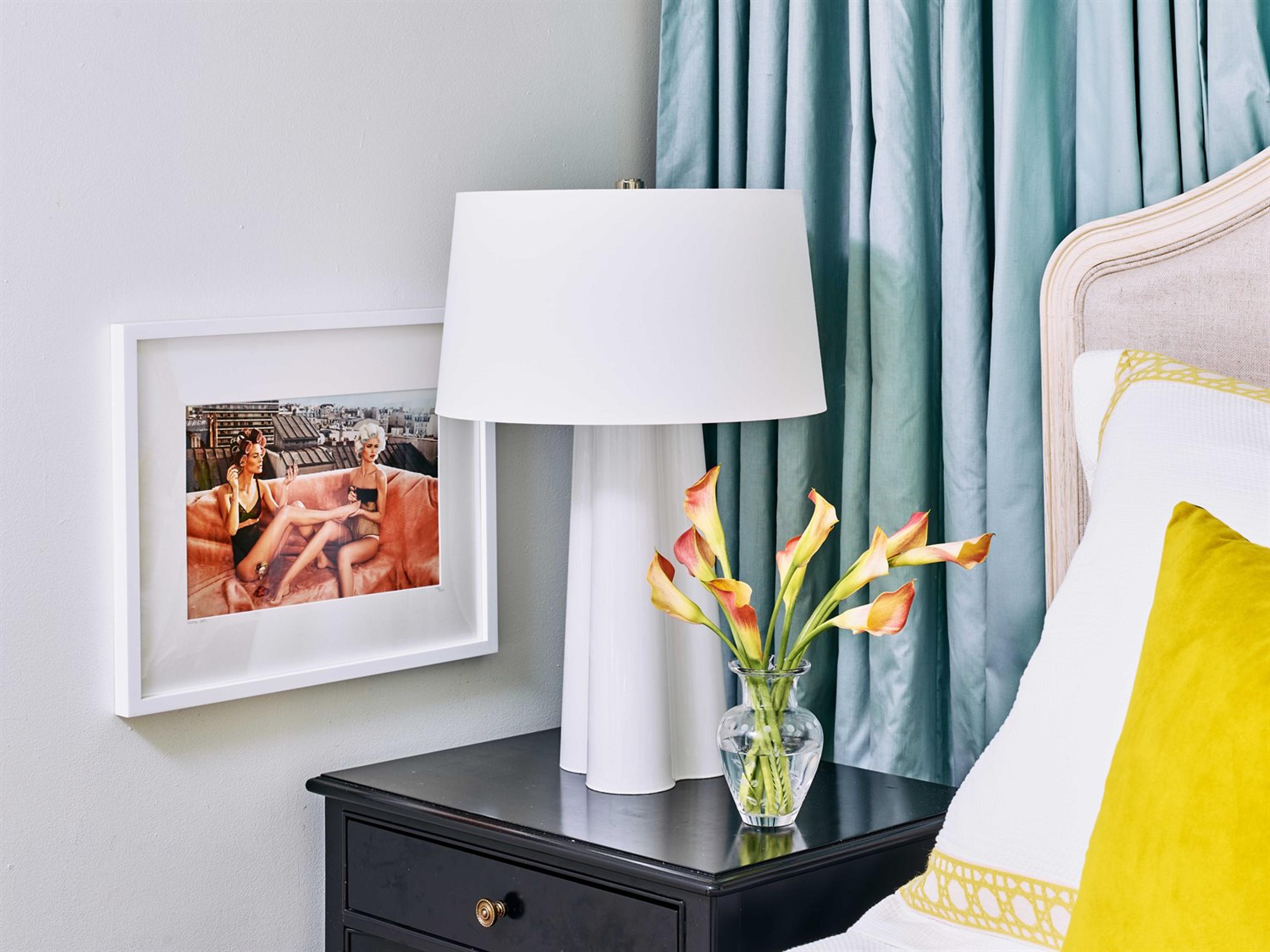 Robert Abbey Wavy White Cased Glass Polished Nickel Buffet Lamp