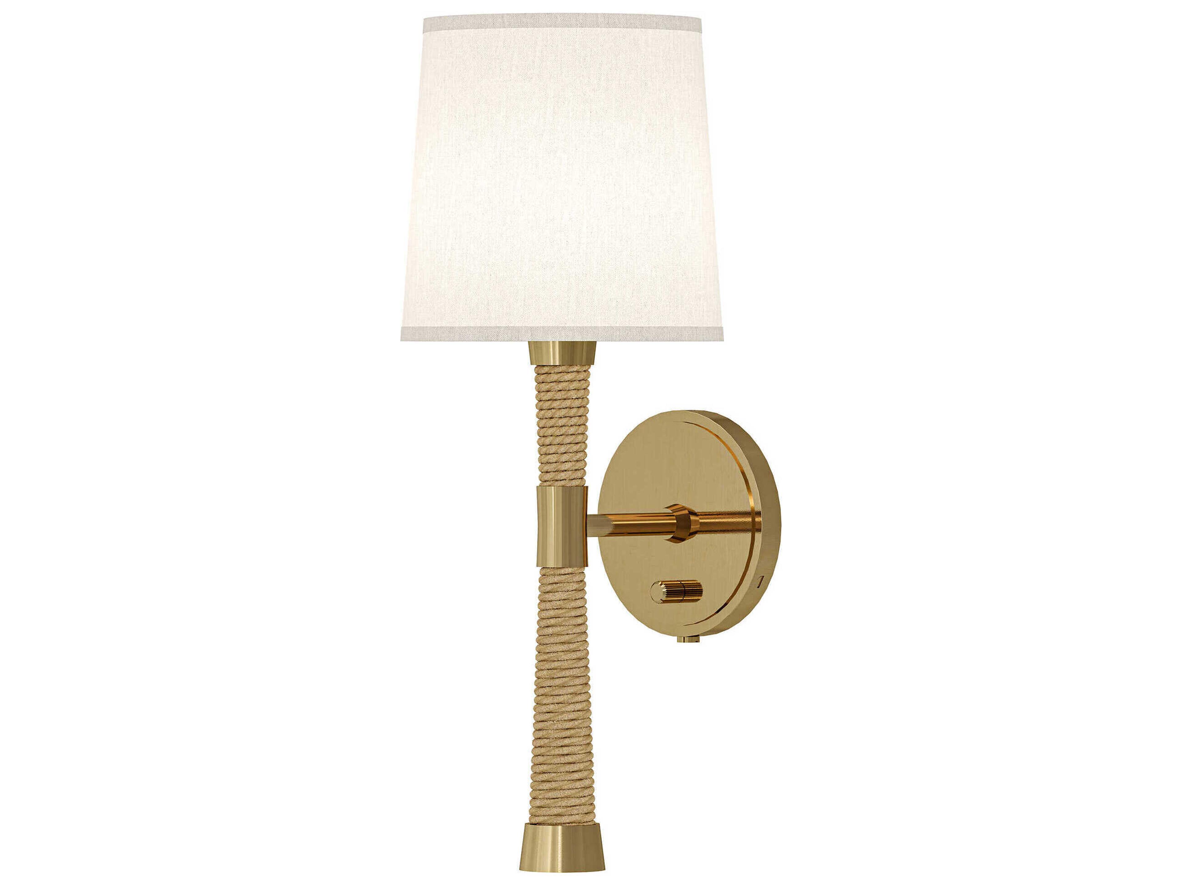 Hatteras 1-Light Natural Rope Modern Brass Wall Sconce
