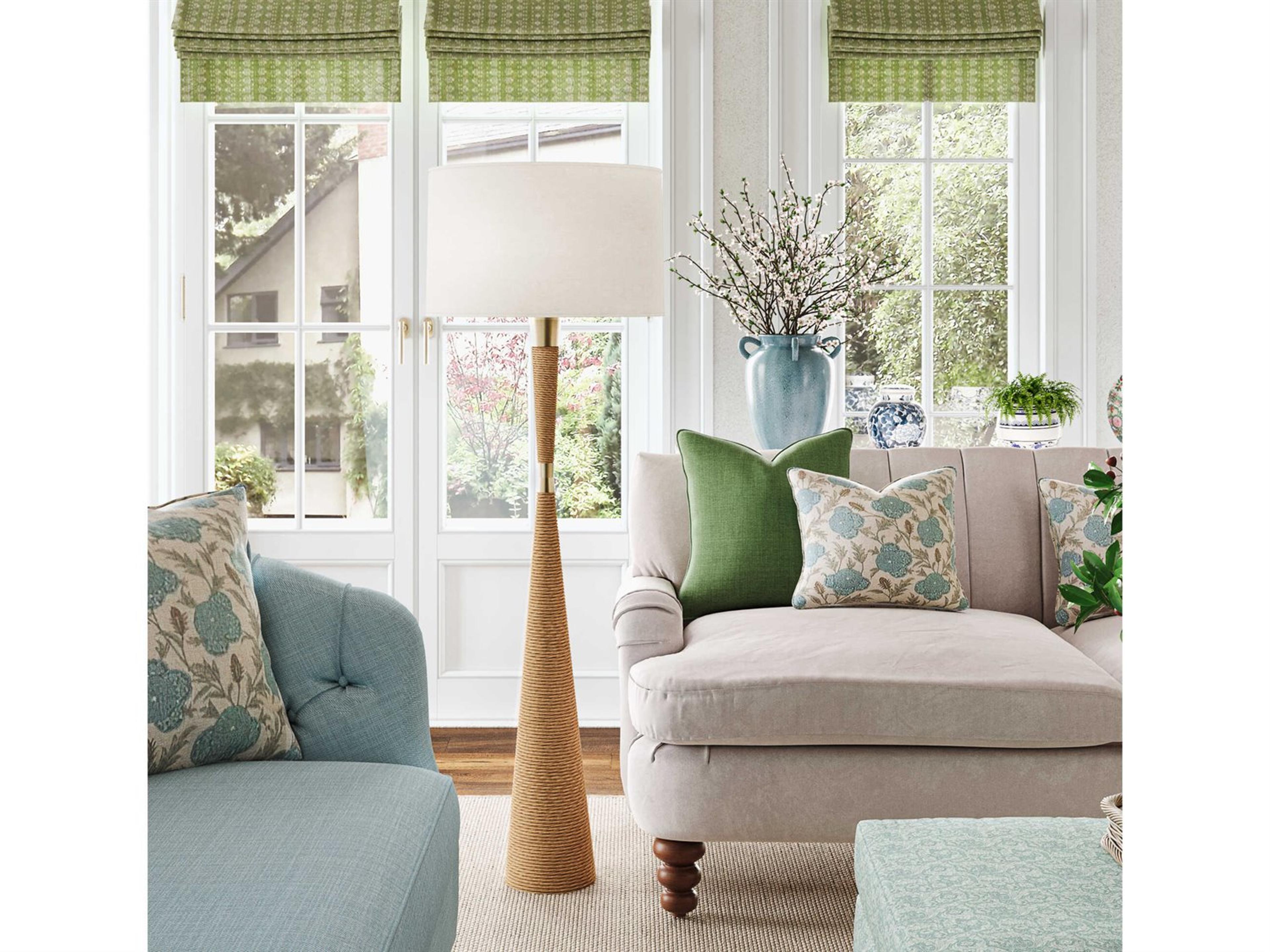 Robert Abbey Hatteras Natural Rope Modern Brass Floor Lamp