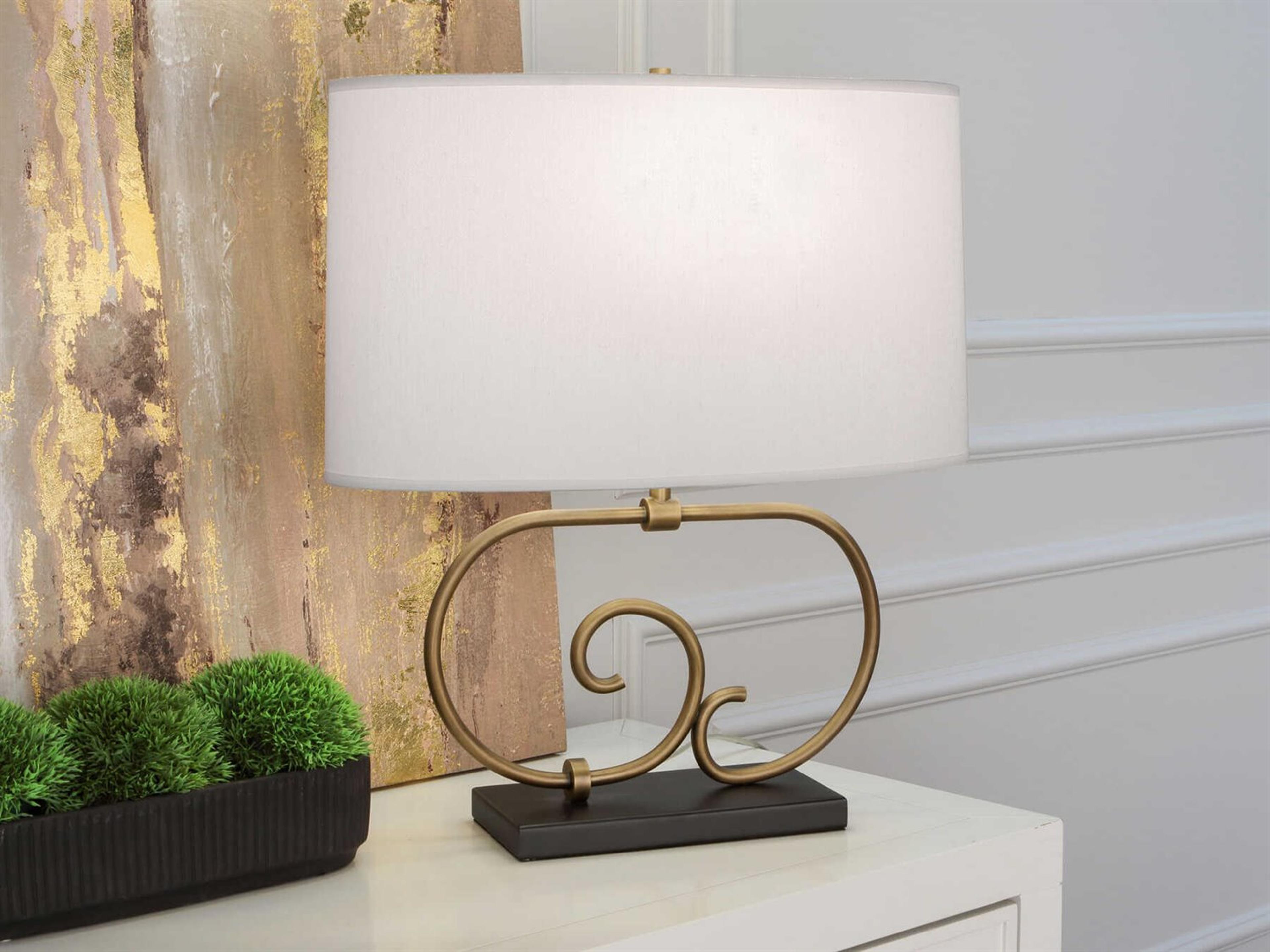Robert Abbey Chloe Warm Brass Matte Black Table Lamp