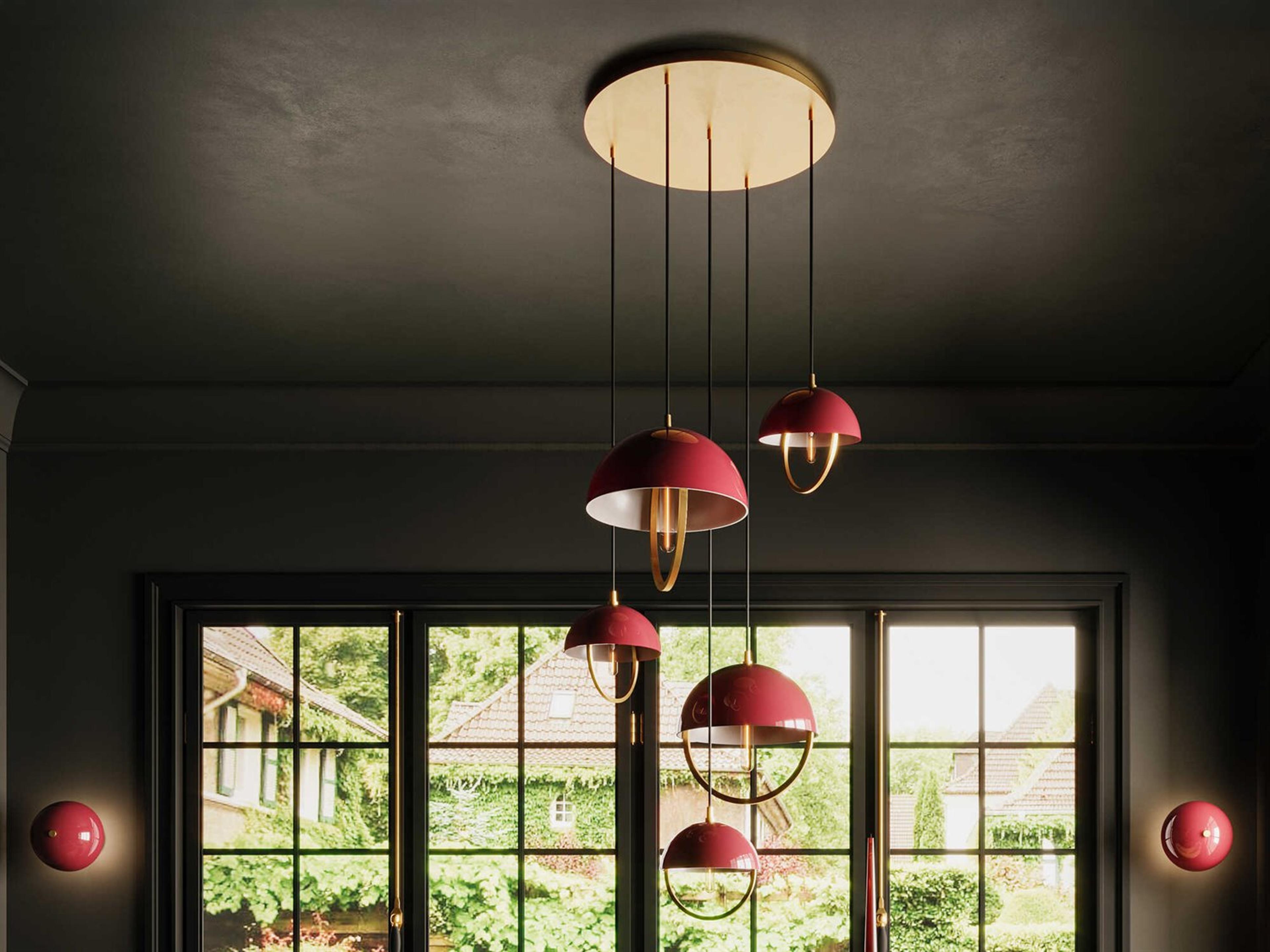 Robert Abbey Mavisten Edition Copernica 8-Light Lacquered Burnished Brass Pendant