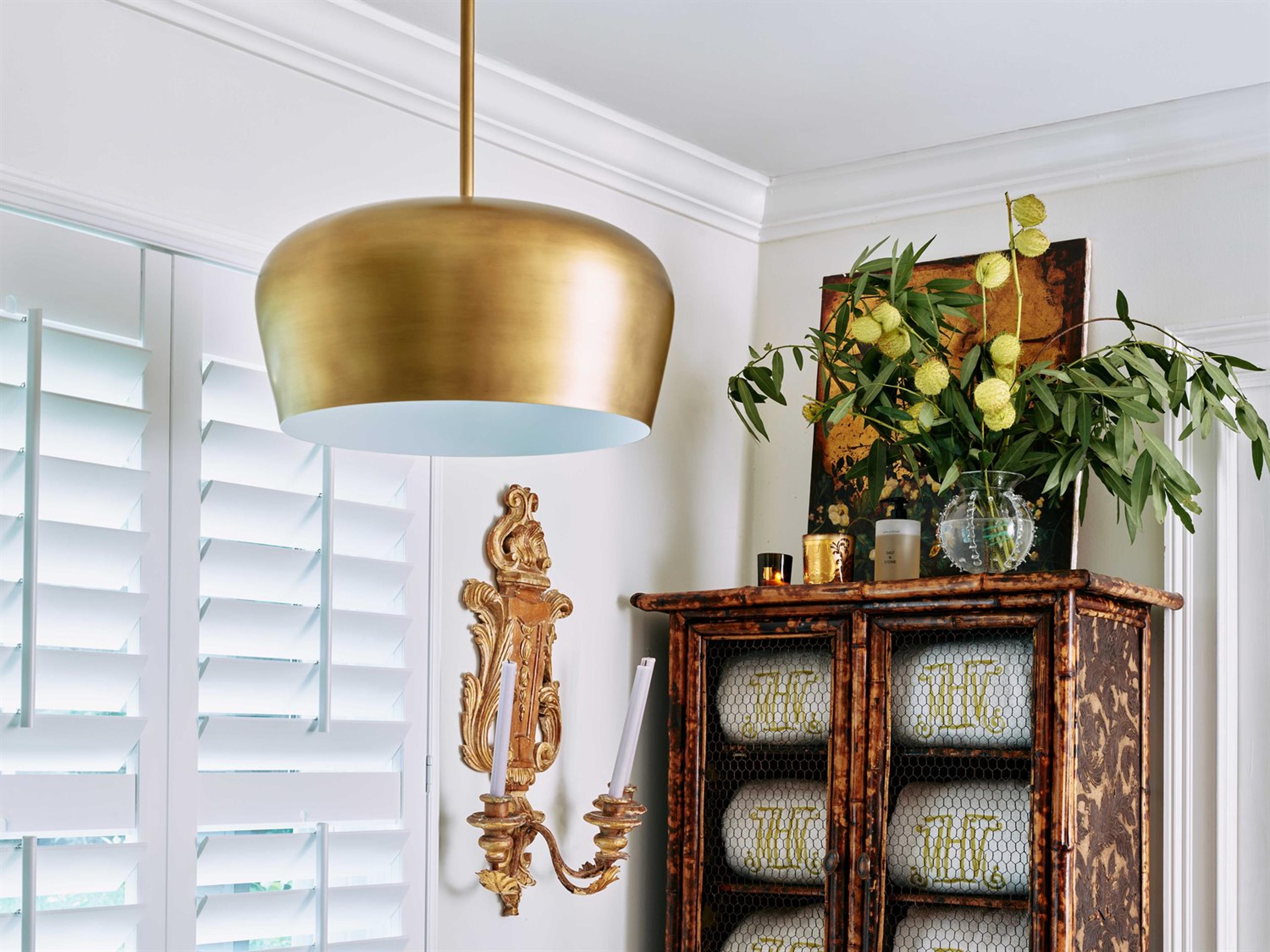 Robert Abbey Rico Espinet Bumper 1-Light Warm Brass Dome Pendant