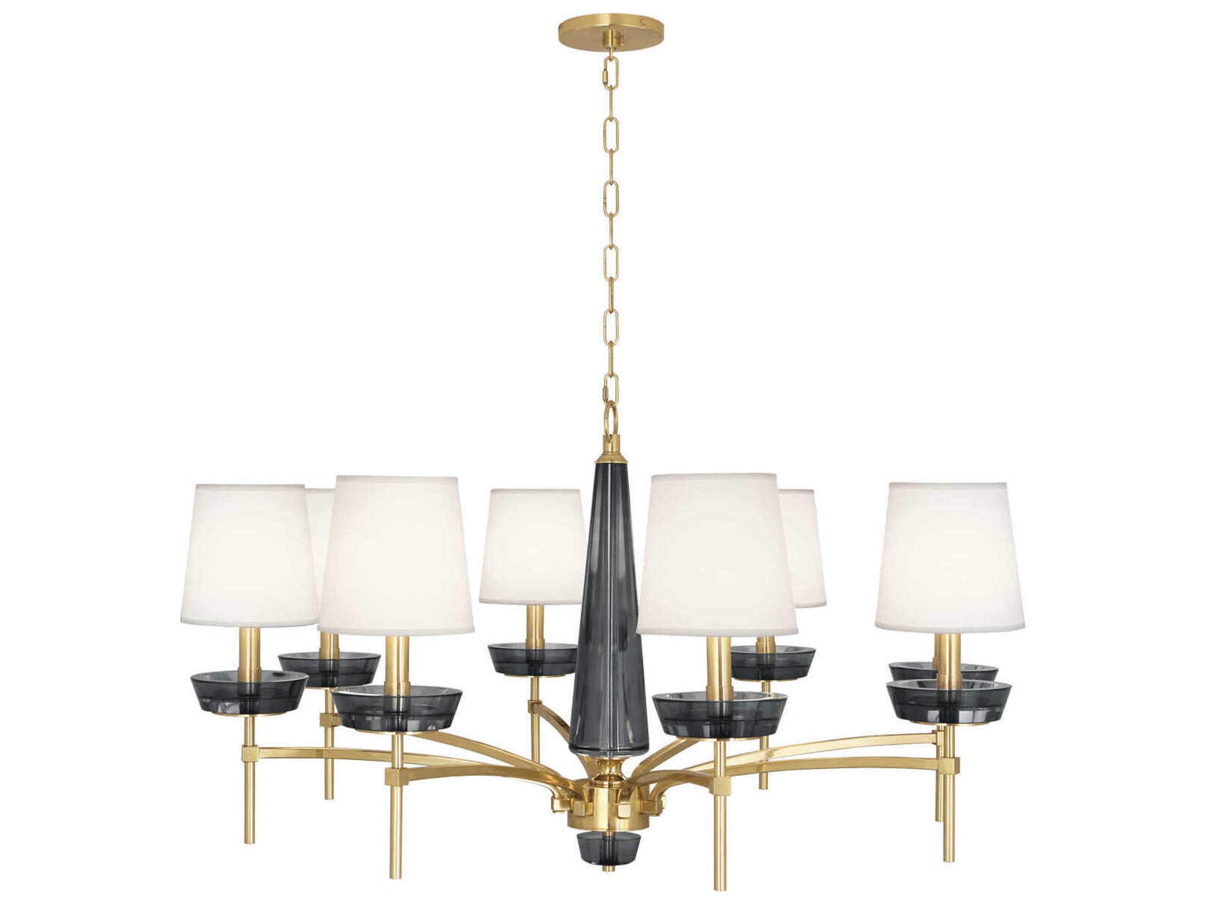 Cristallo 8-Light Modern Brass Smoke Crystal Chandelier