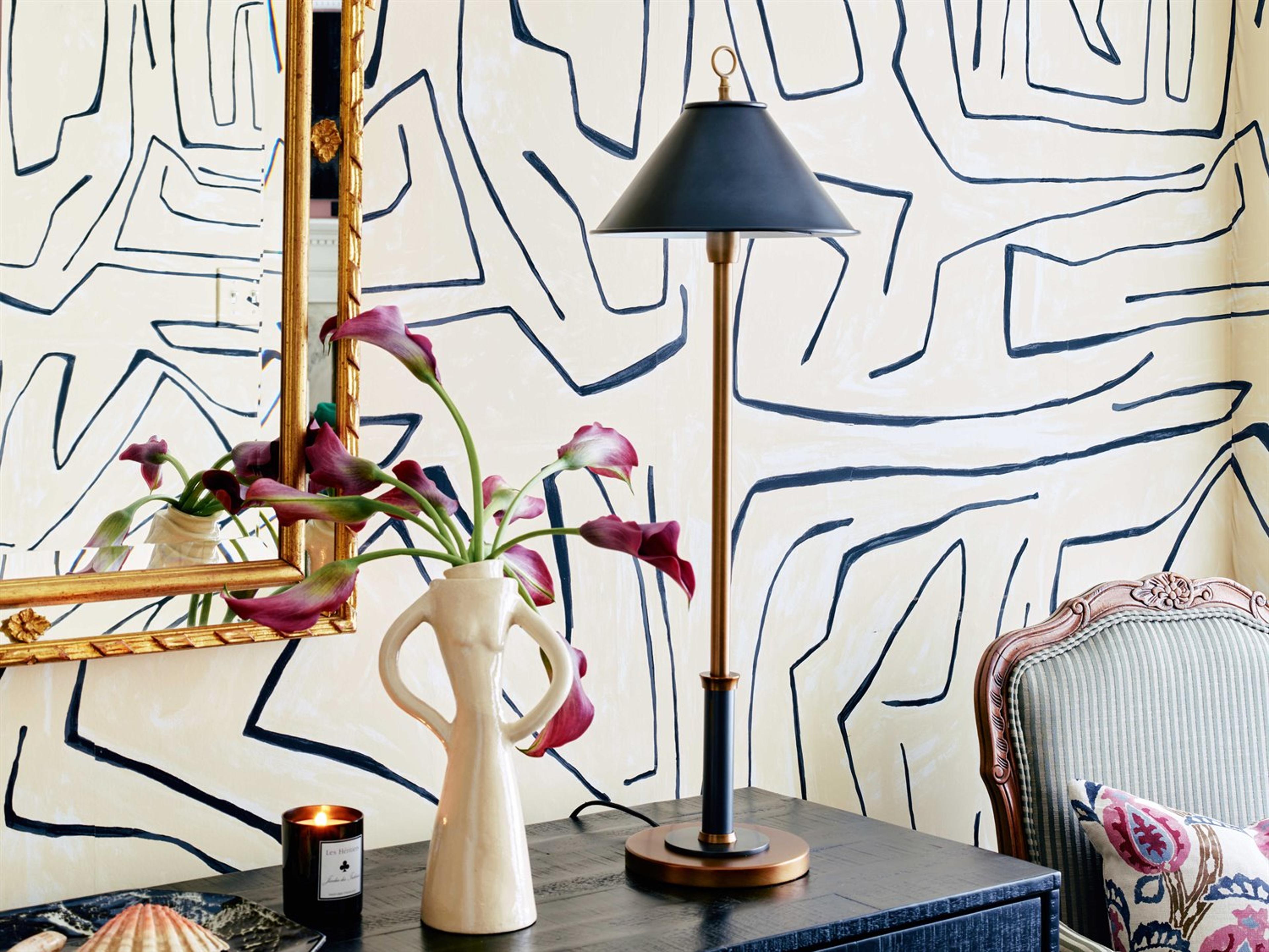 Robert Abbey Aaron Warm Brass Deep Patina Bronze Buffet Lamp