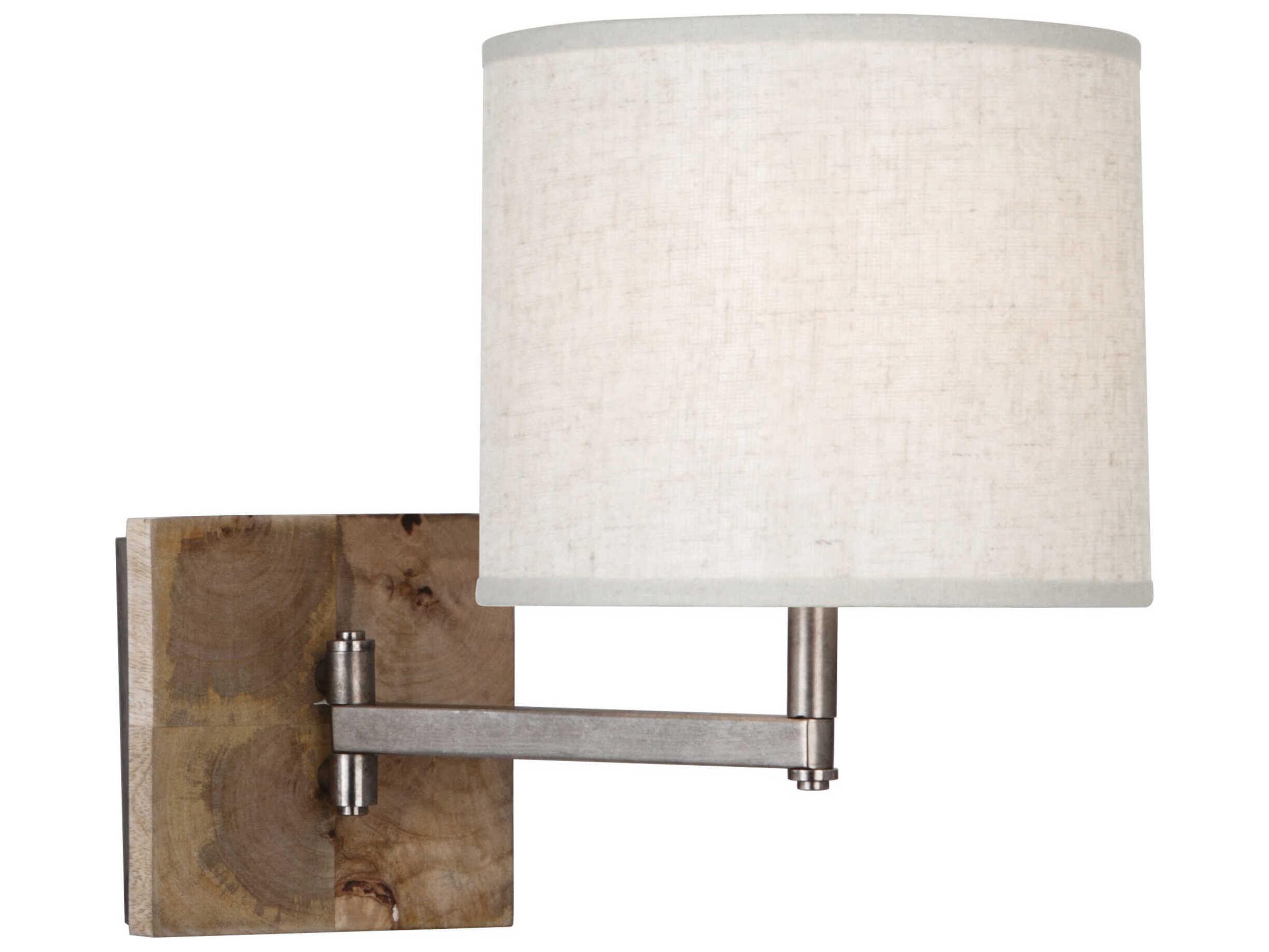 Oliver 1-Light Uned Mango Wood Patina Nickel Brown Swing Wall Sconce