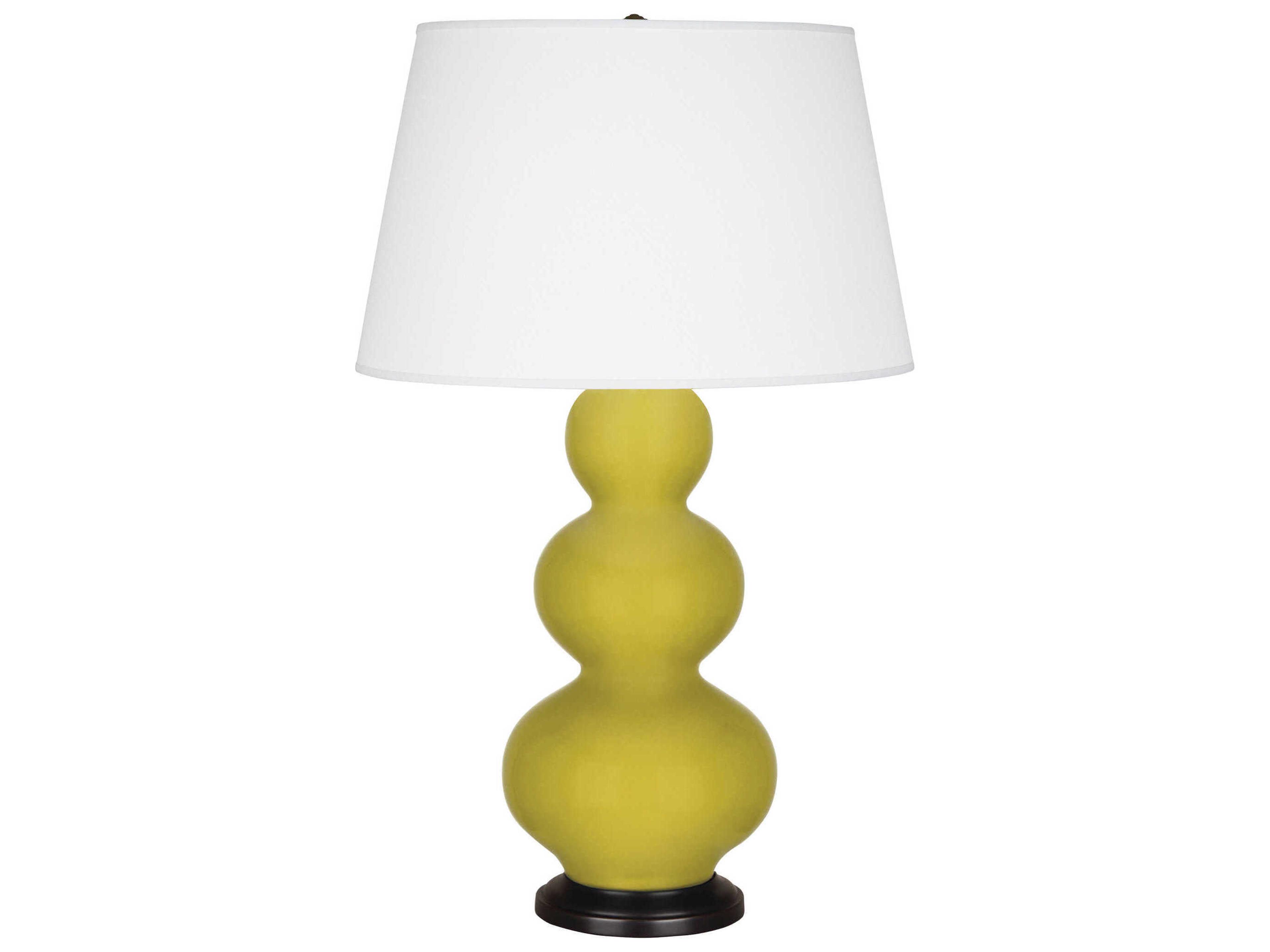 Triple Gourd Citron Glazed Yellow Buffet Lamp