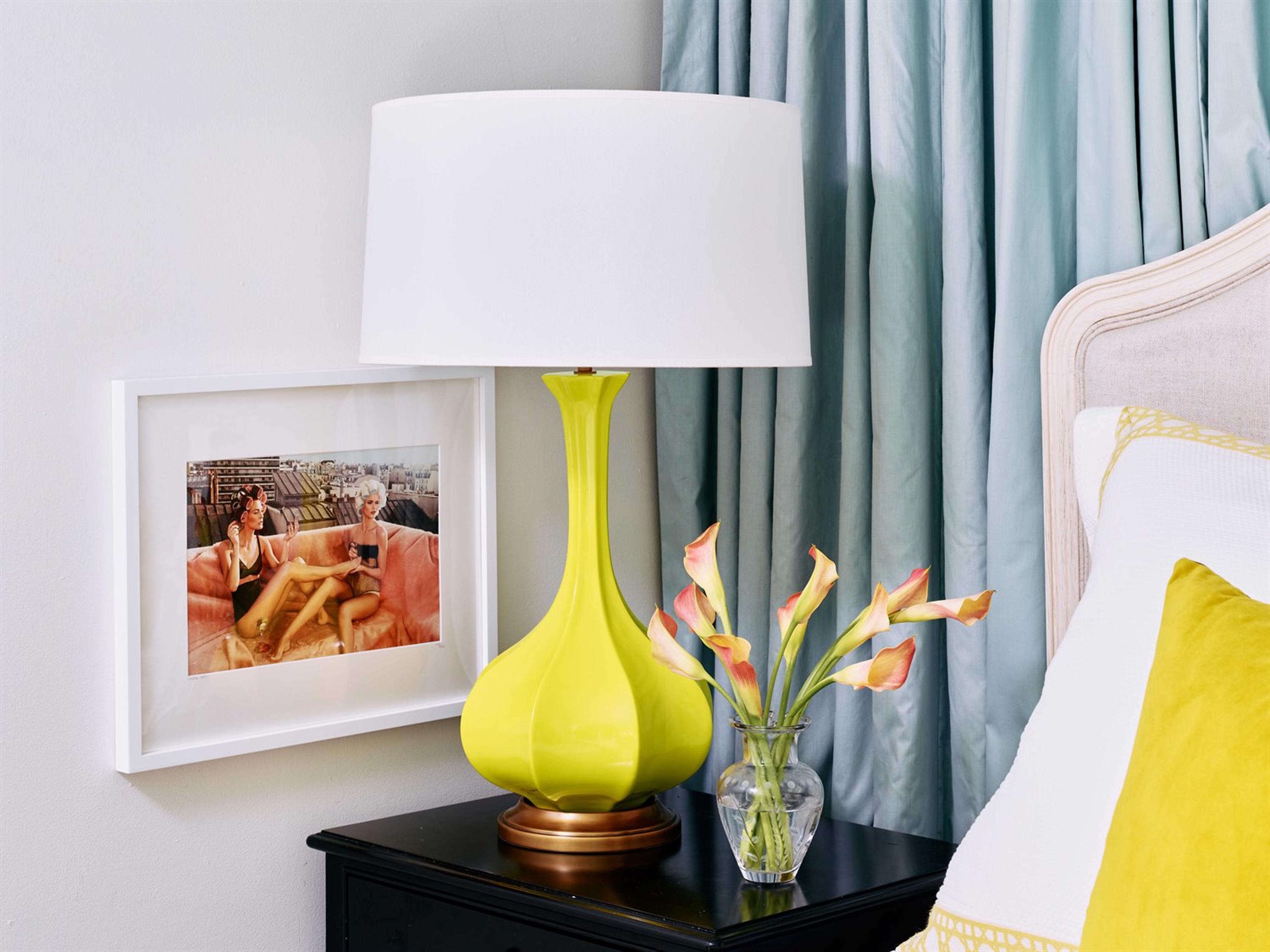 Robert Abbey Pike Citron Glazed Aged Brass Yellow Buffet Lamp