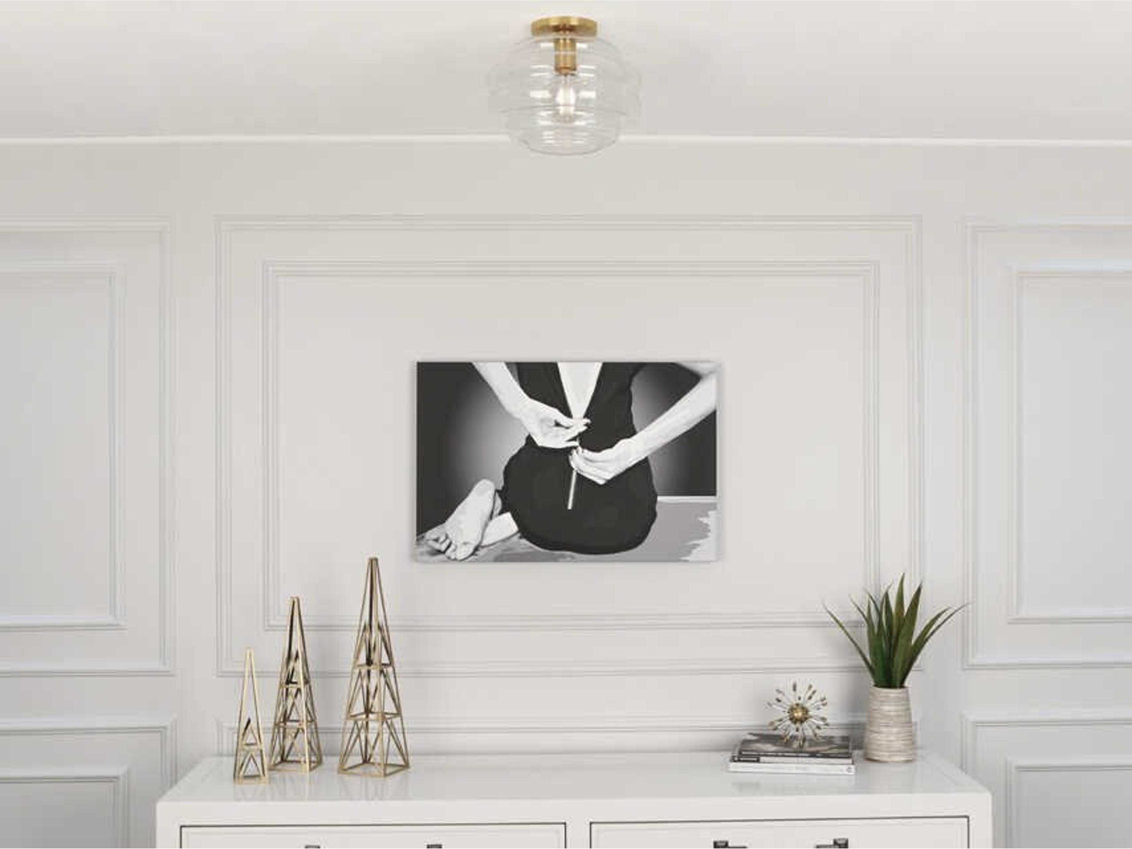 Robert Abbey Horizon 1-Light Modern Brass Clear Glass Flush Mount