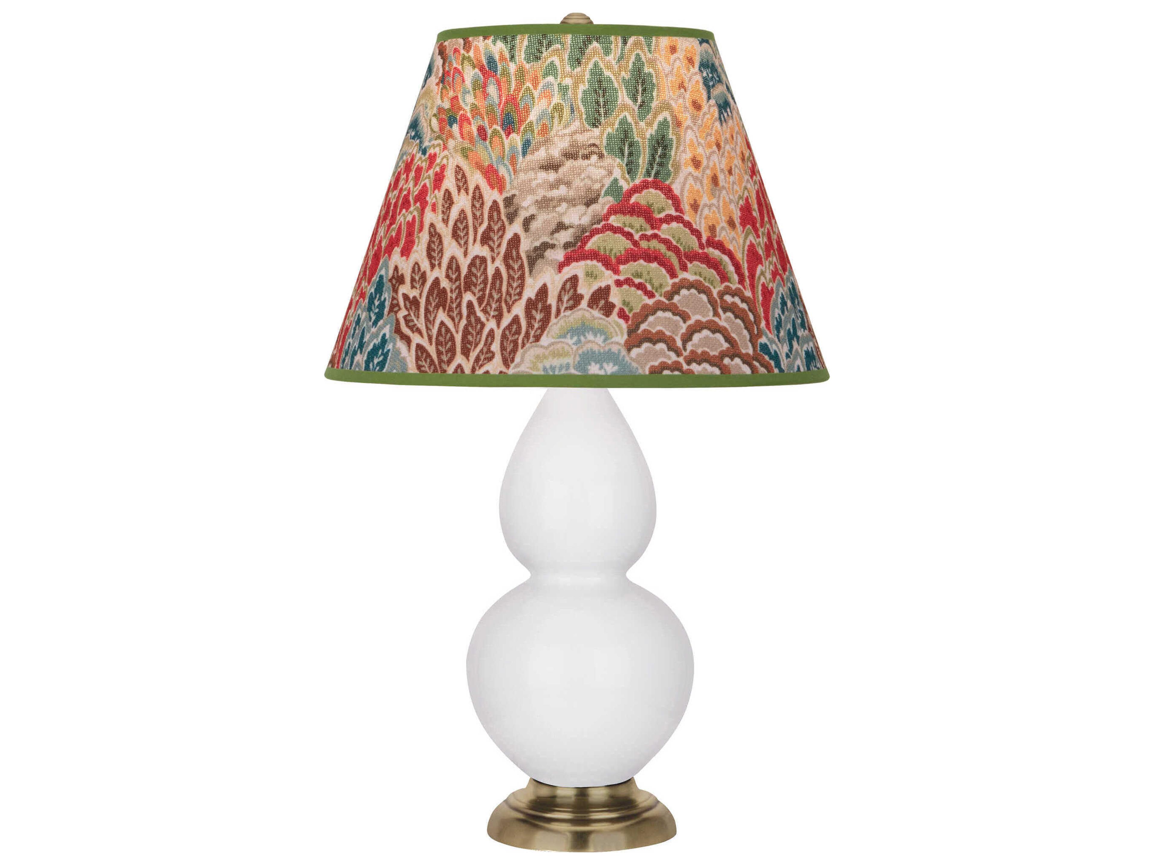 Robert Abbey Small Double Gourd Daisy Glazed White Table Lamp