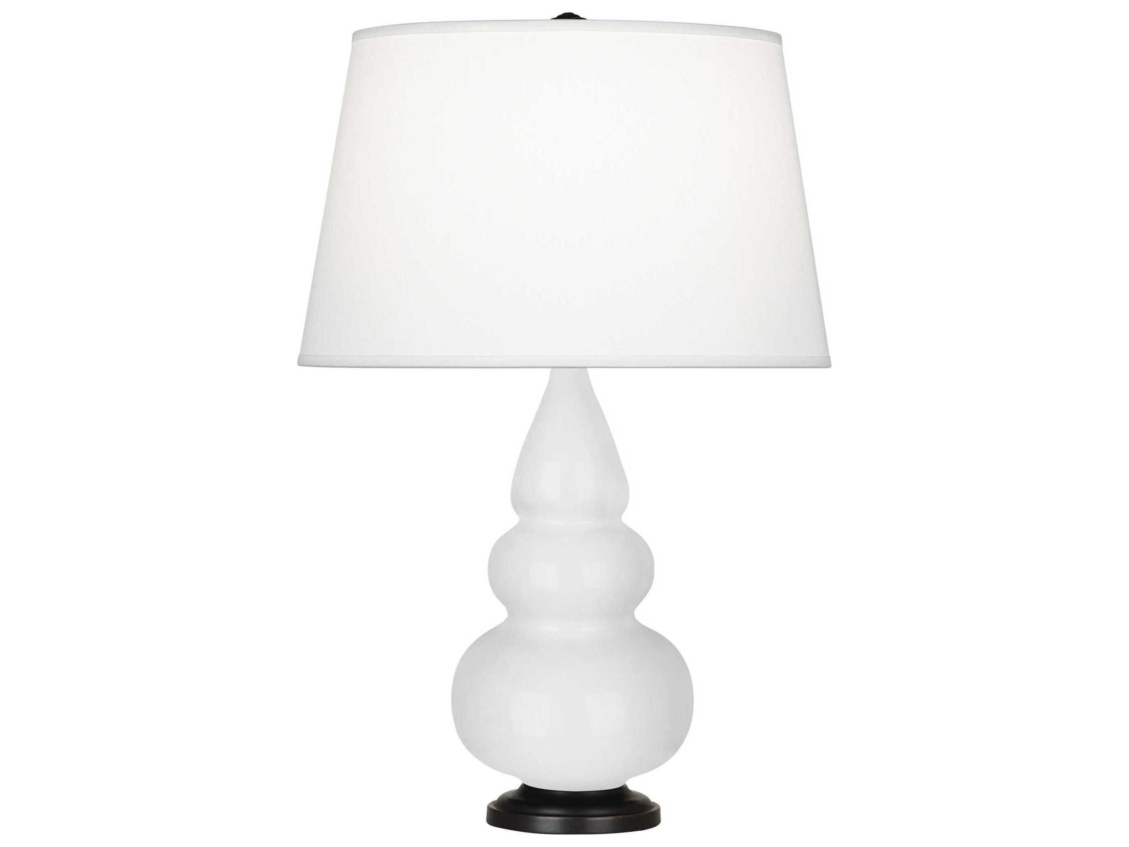 Robert Abbey Small Triple Gourd Daisy Glazed White Table Lamp