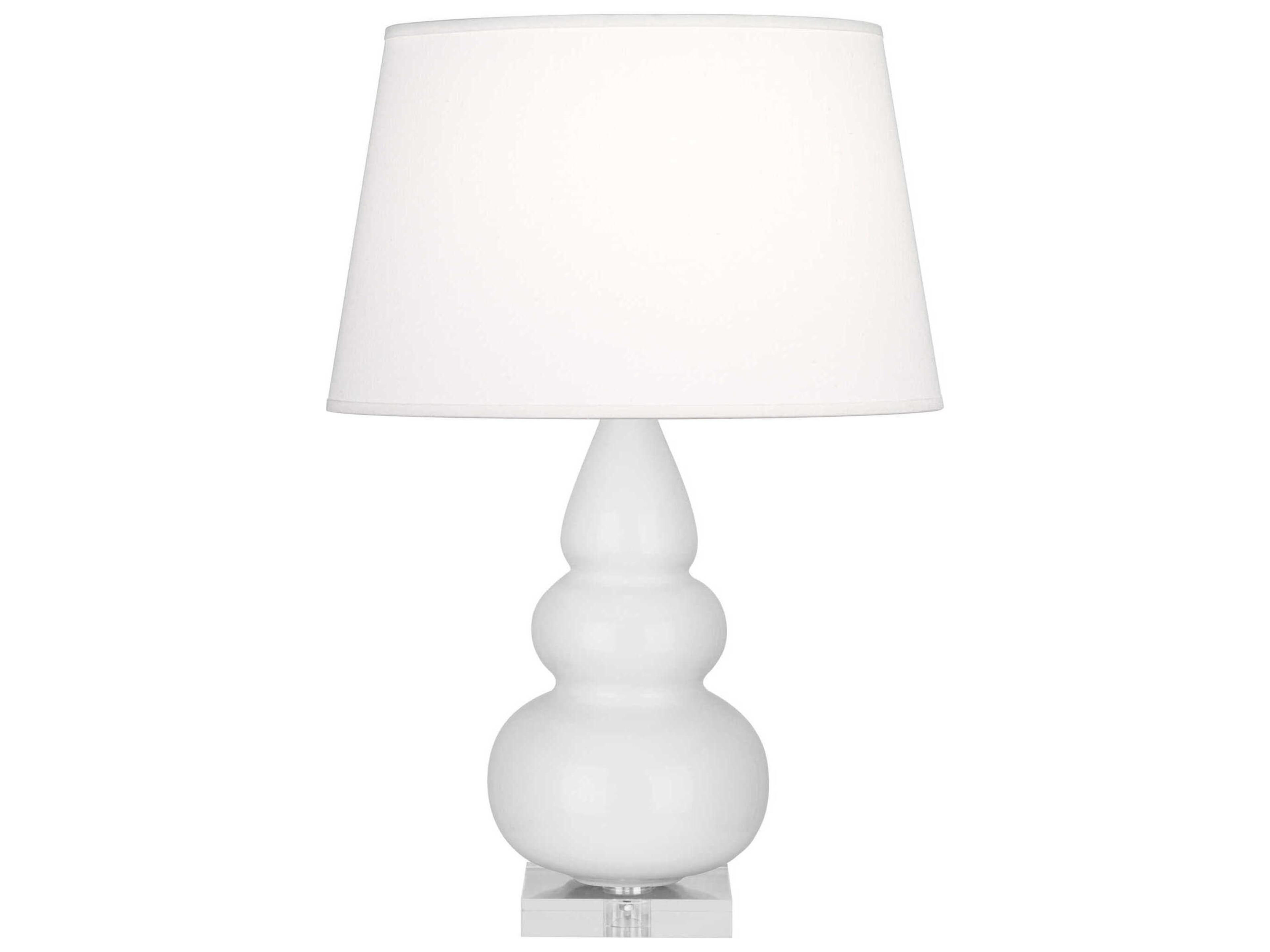 Robert Abbey Small Triple Gourd Daisy Glazed White Table Lamp