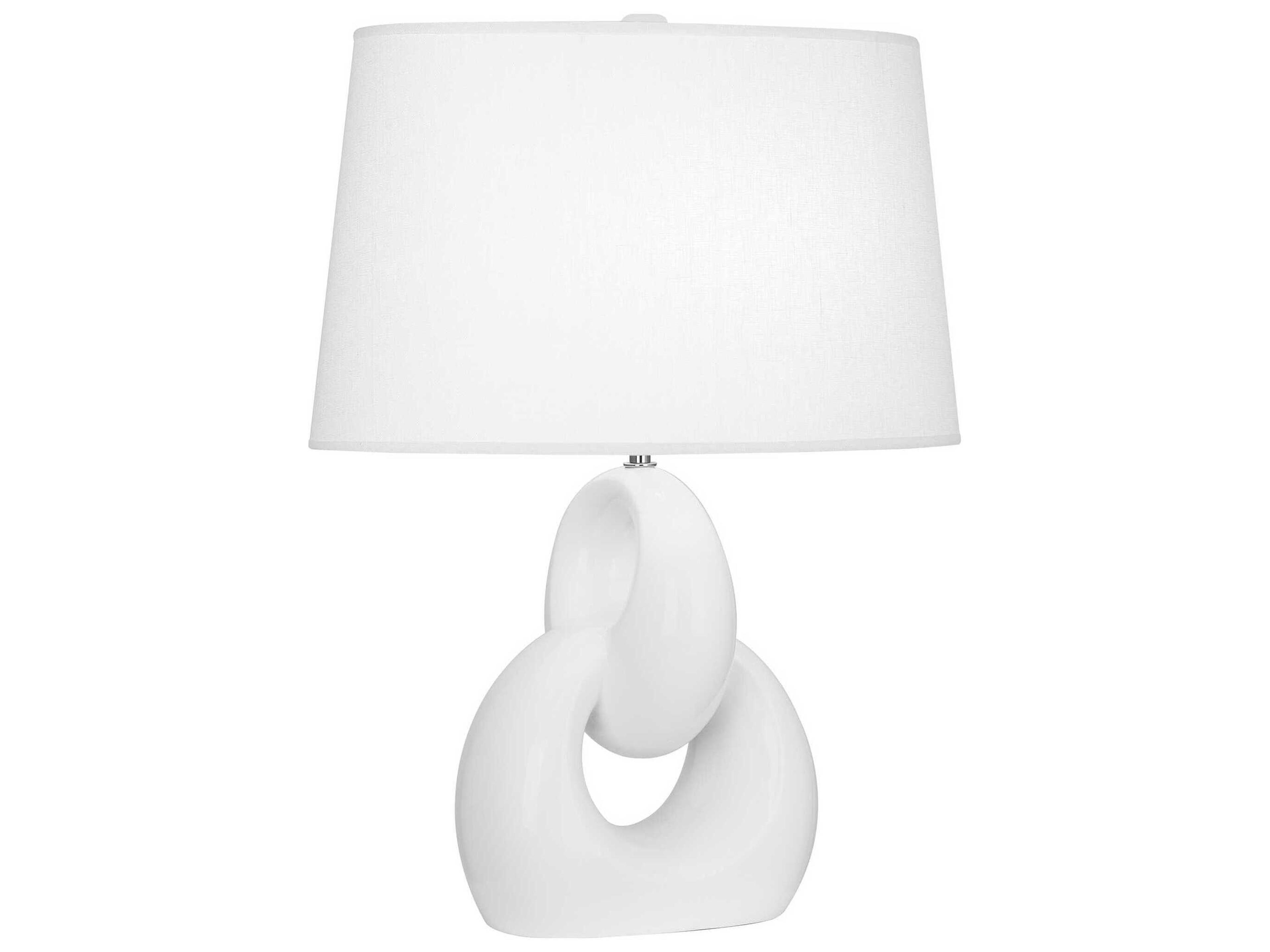 Fusion Daisy Glazed Polished Nickel White Buffet Lamp