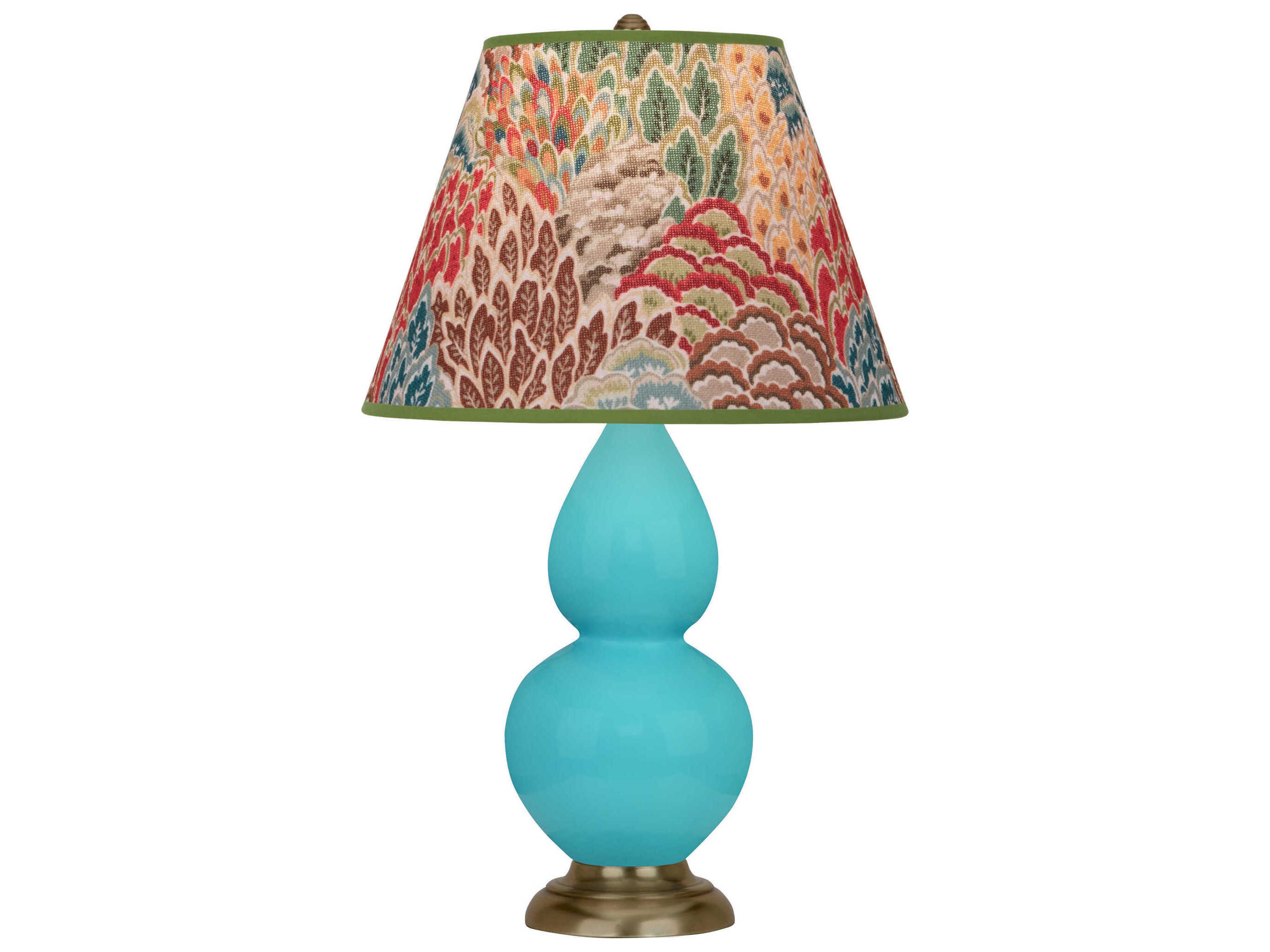 Robert Abbey Small Double Gourd Egg Blue Glazed Antique Brass Table Lamp