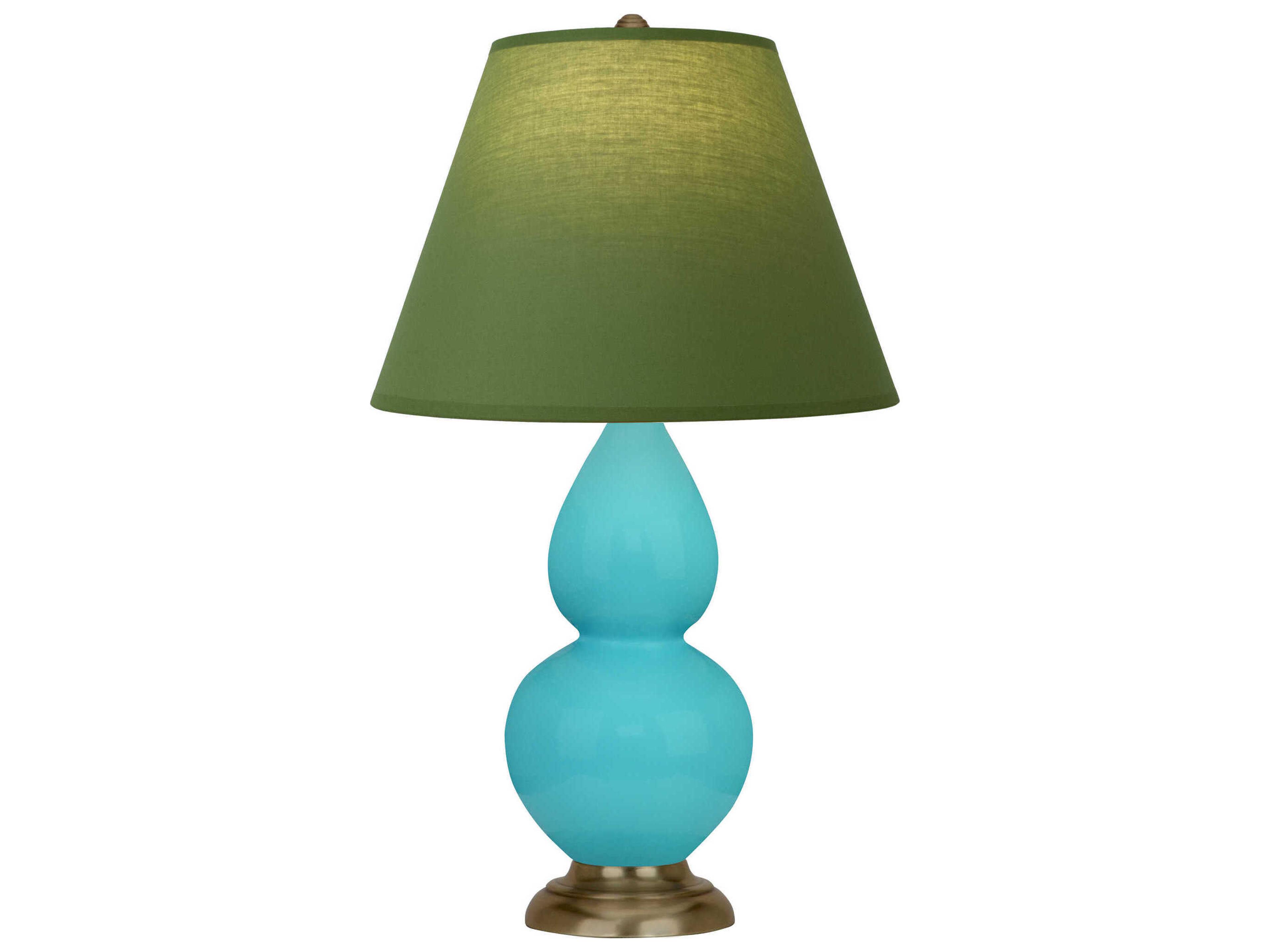 Robert Abbey Small Double Gourd Egg Blue Glazed Antique Brass Table Lamp