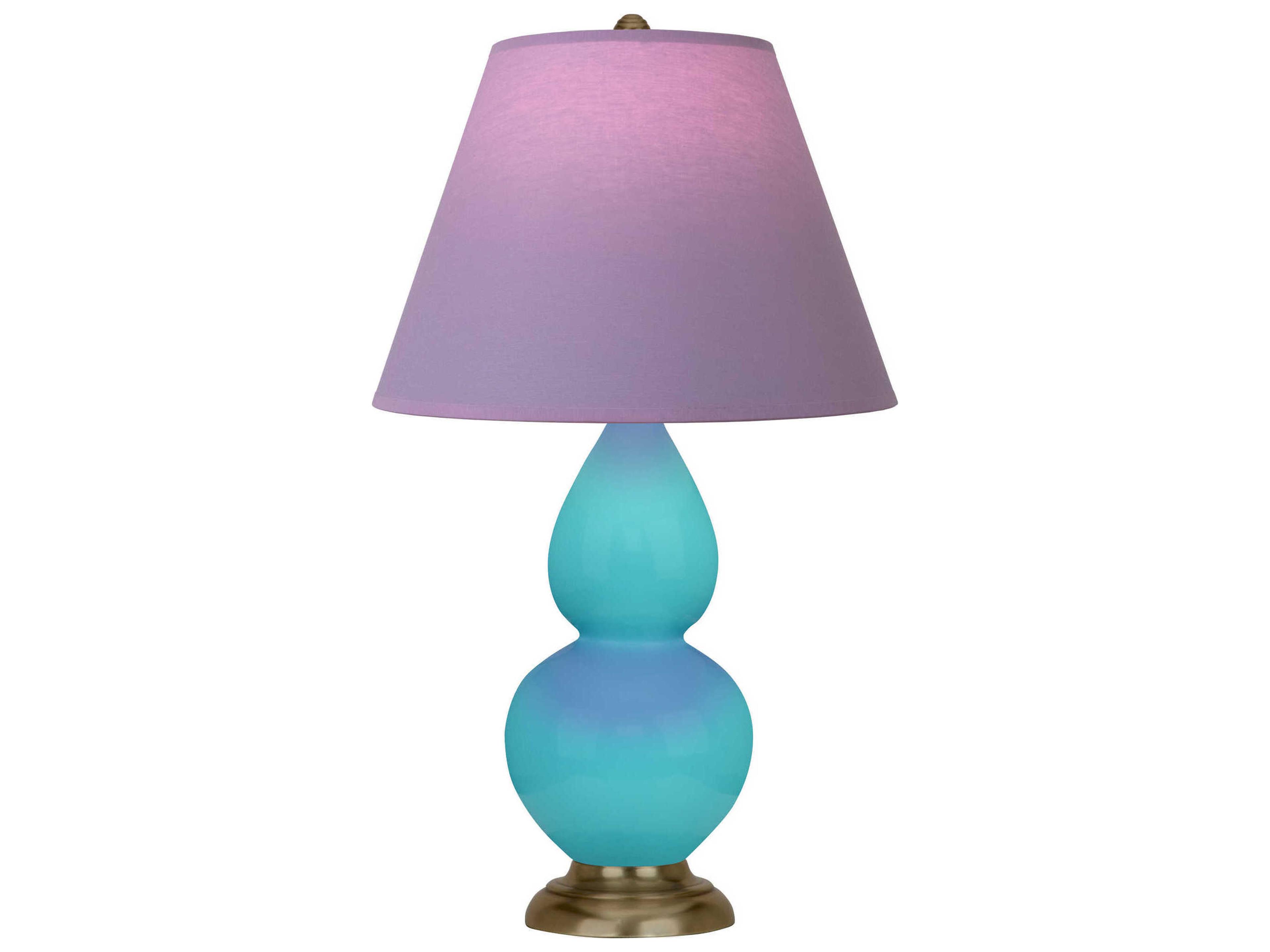 Robert Abbey Small Double Gourd Egg Blue Glazed Antique Brass Table Lamp