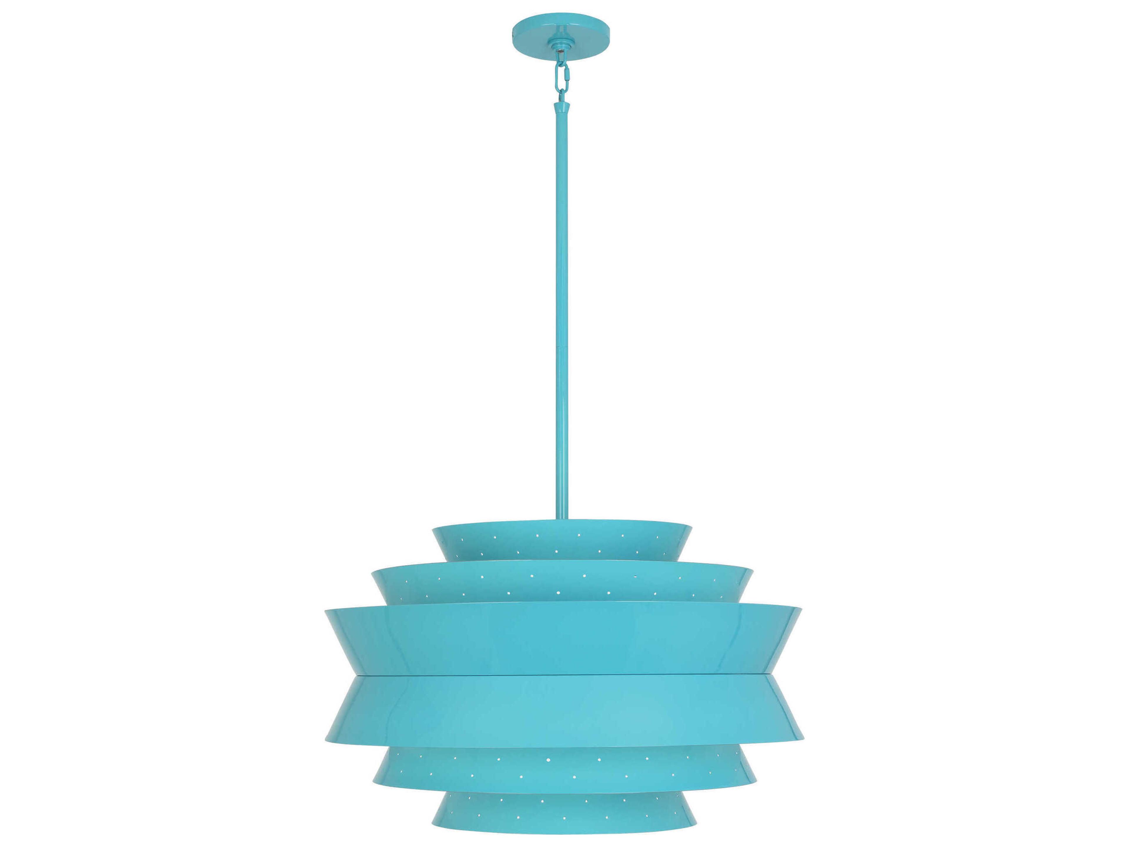 Pierce 3-Light Egg Blue Gloss Tiered Pendant