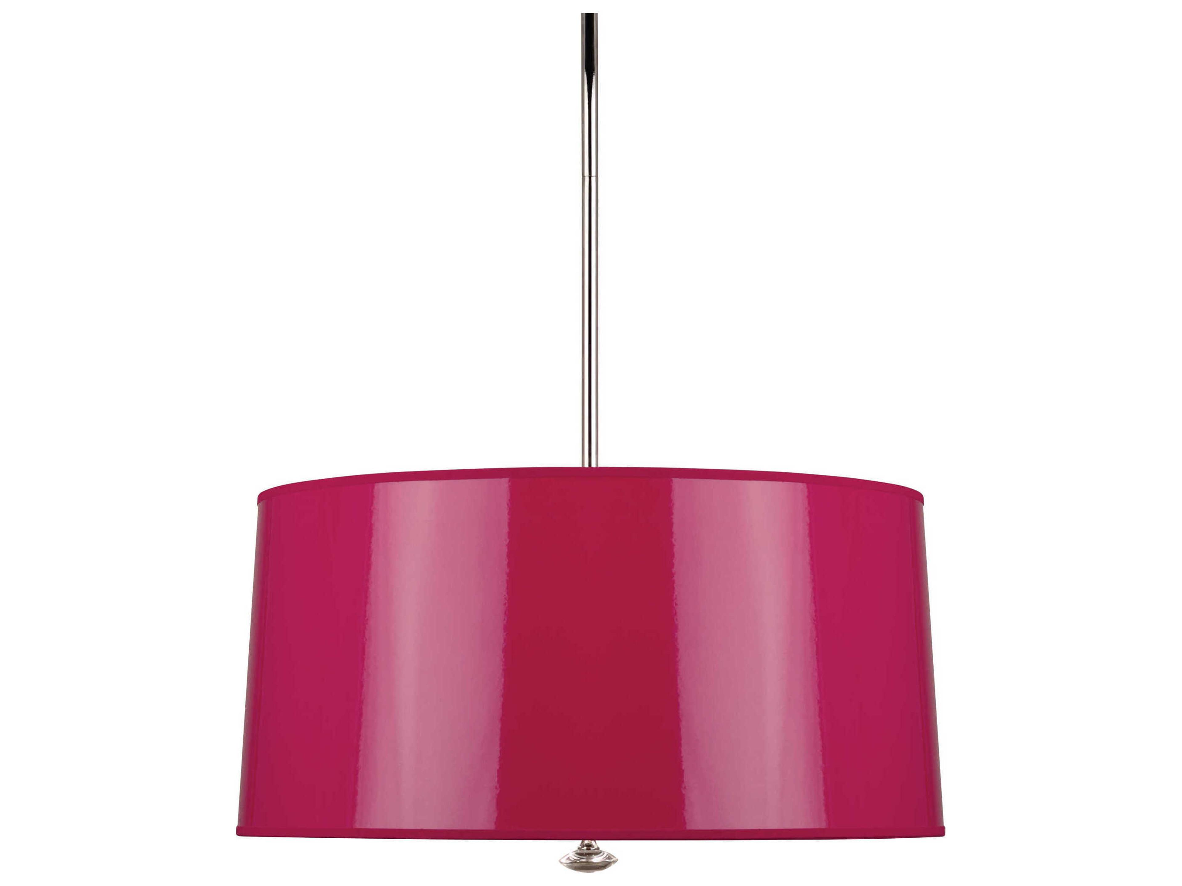 Penelope 3-Light Polished Nickel Pink Drum Pendant