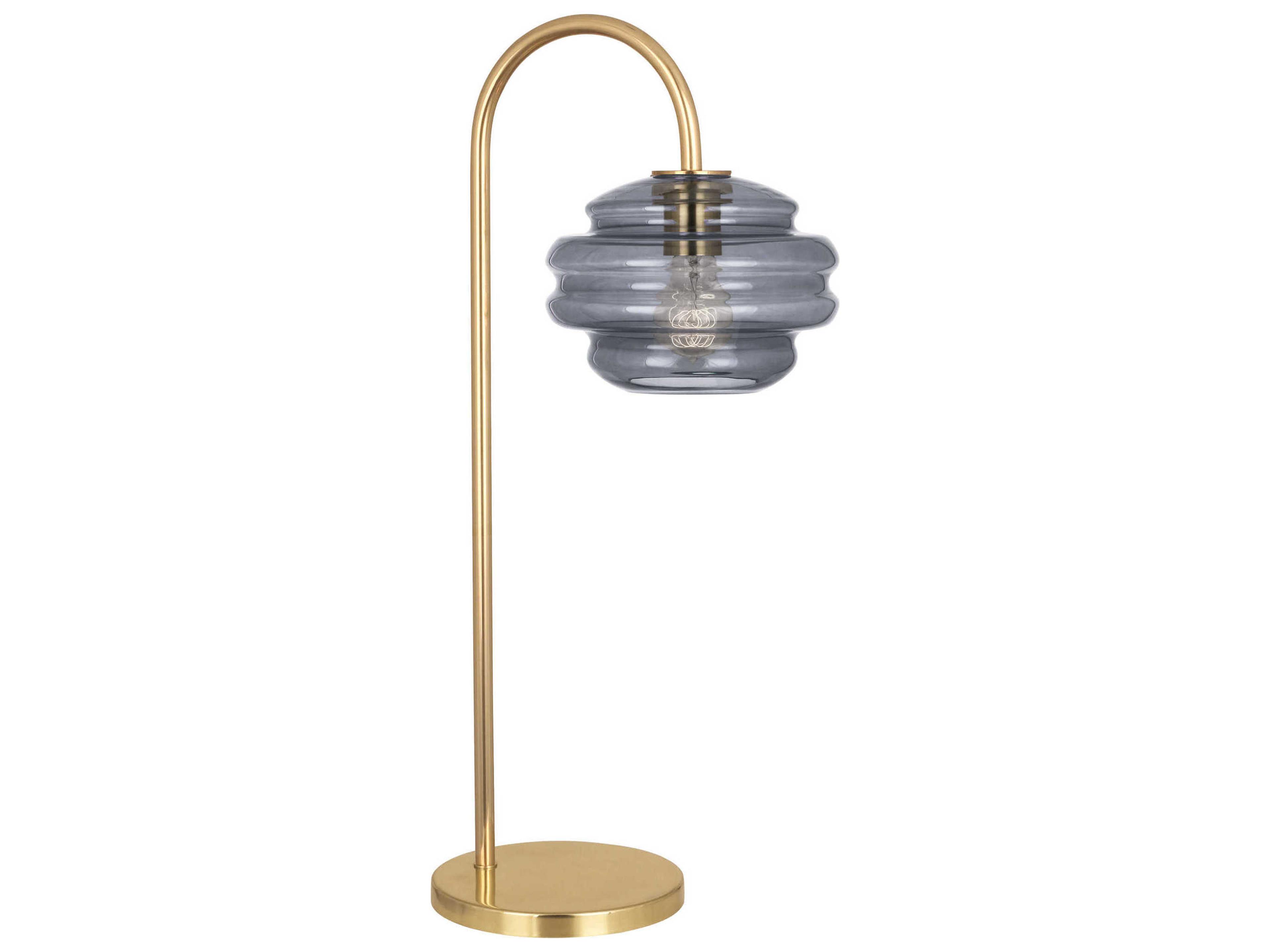 Horizon Modern Brass Smoke Gray Glass Buffet Lamp