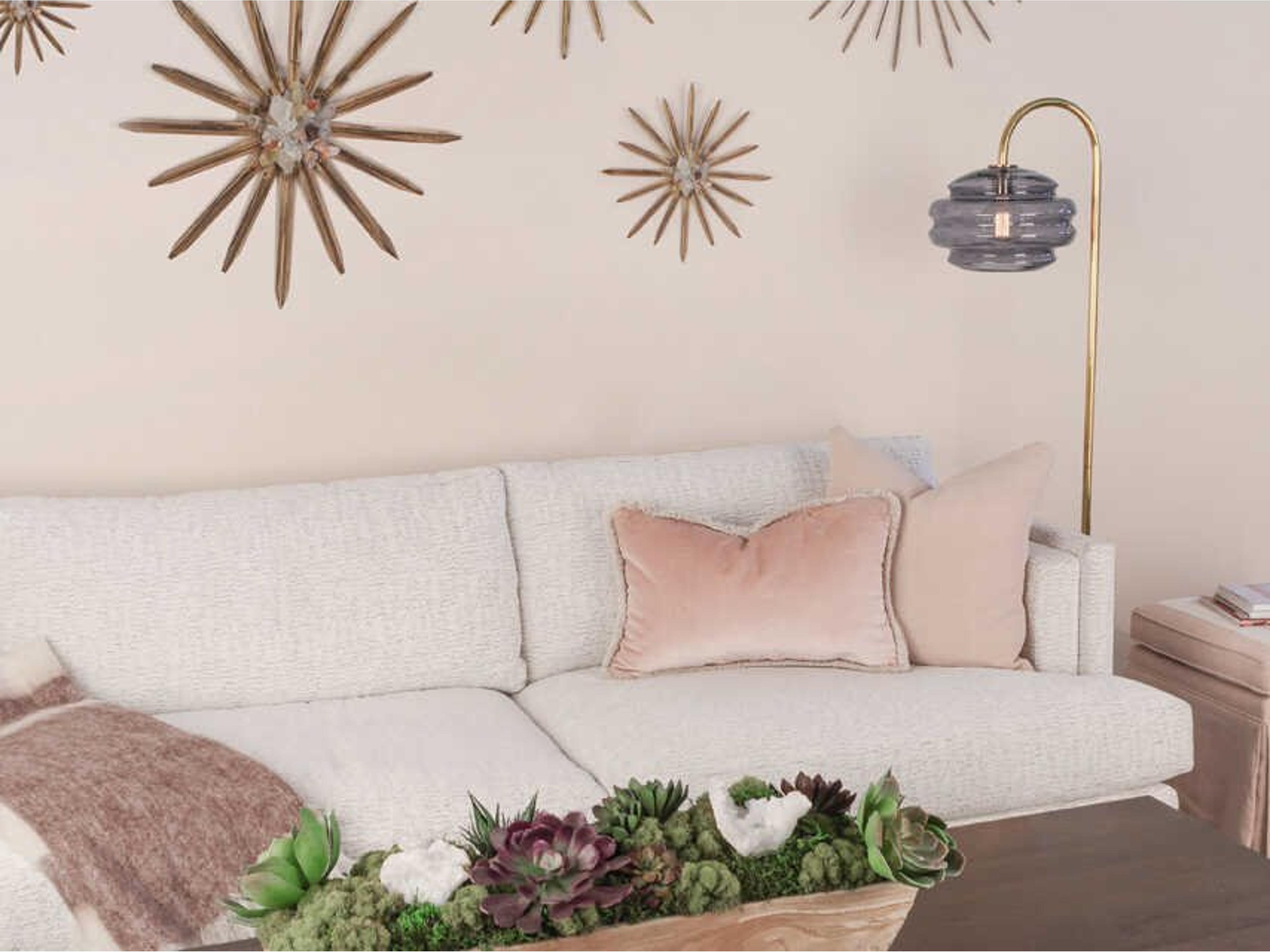 Robert Abbey Horizon Modern Brass Smoke Gray Glass Floor Lamp