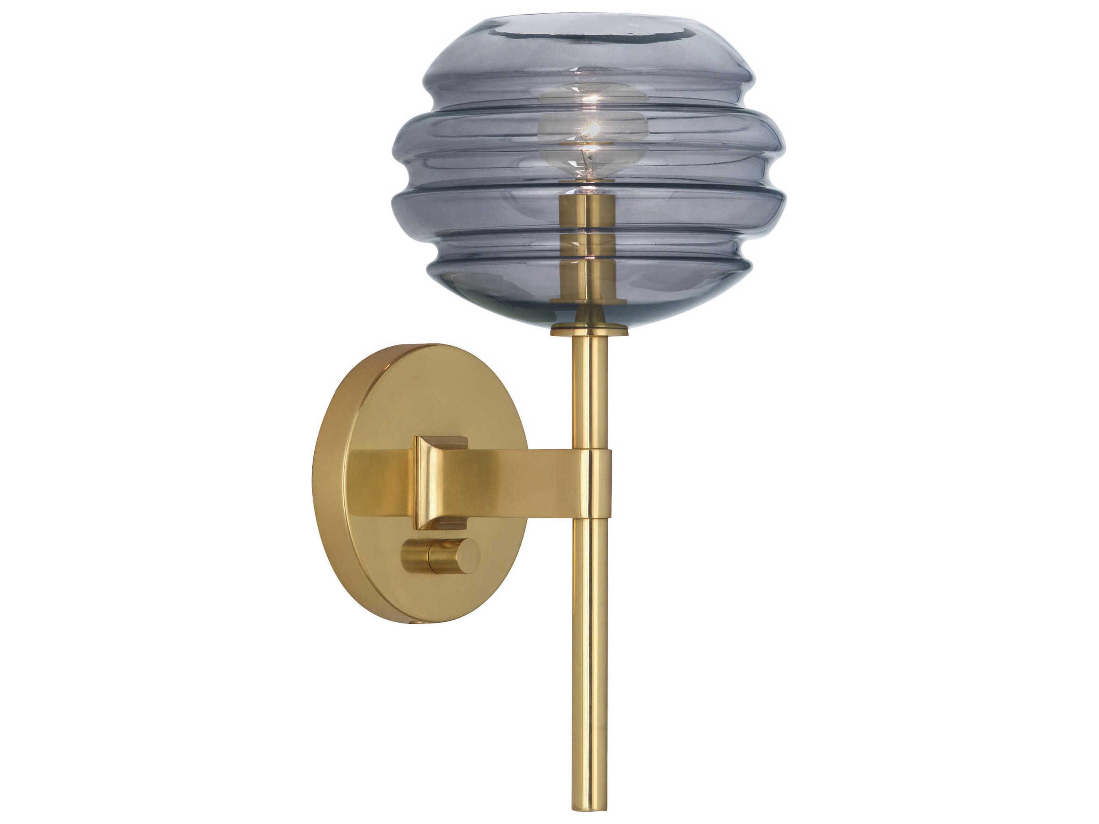 Horizon 1-Light Modern Brass Smoke Gray Glass Wall Sconce