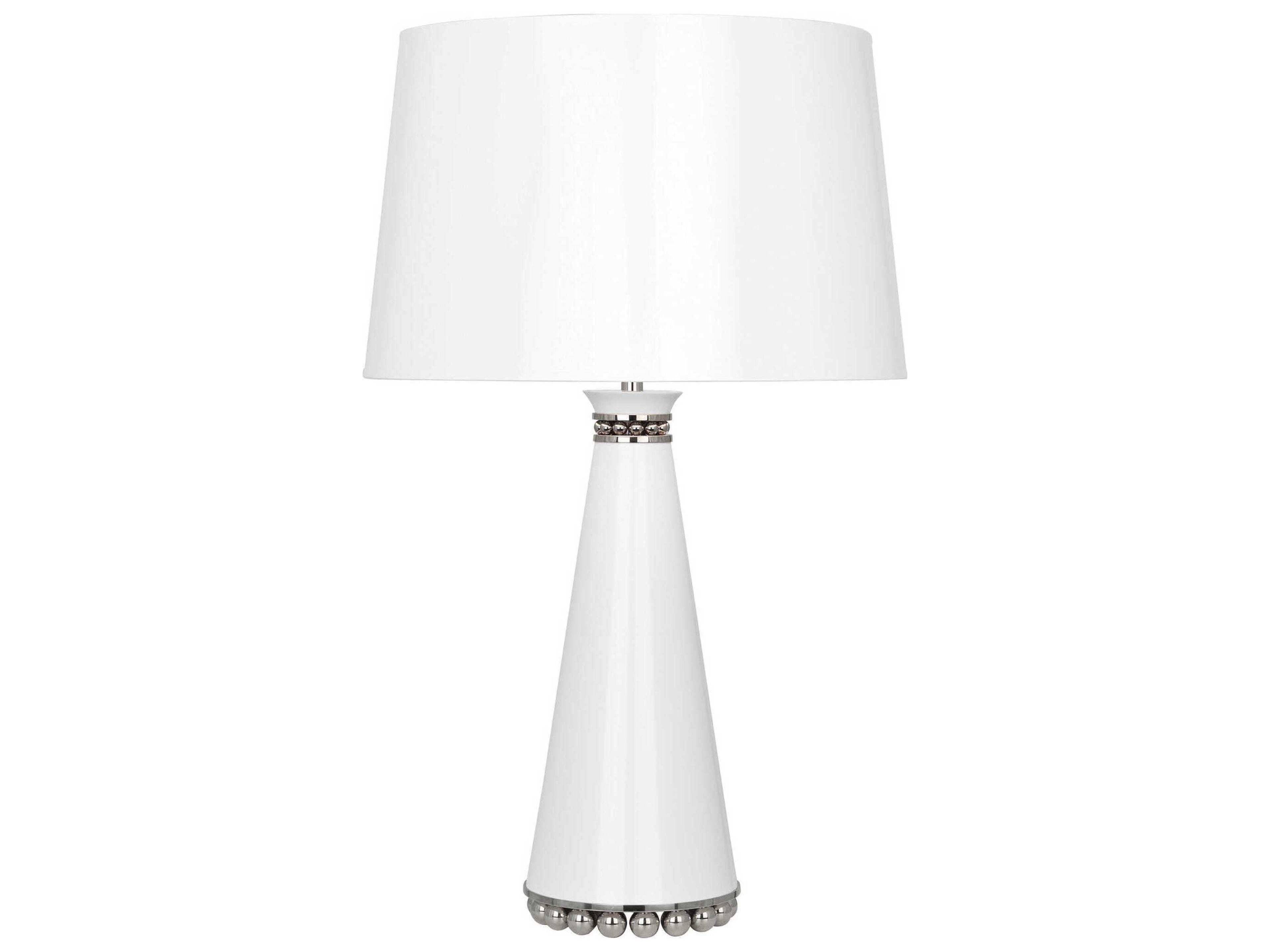 Pearl Lily Lacquered Paint Polished Nickel White Buffet Lamp