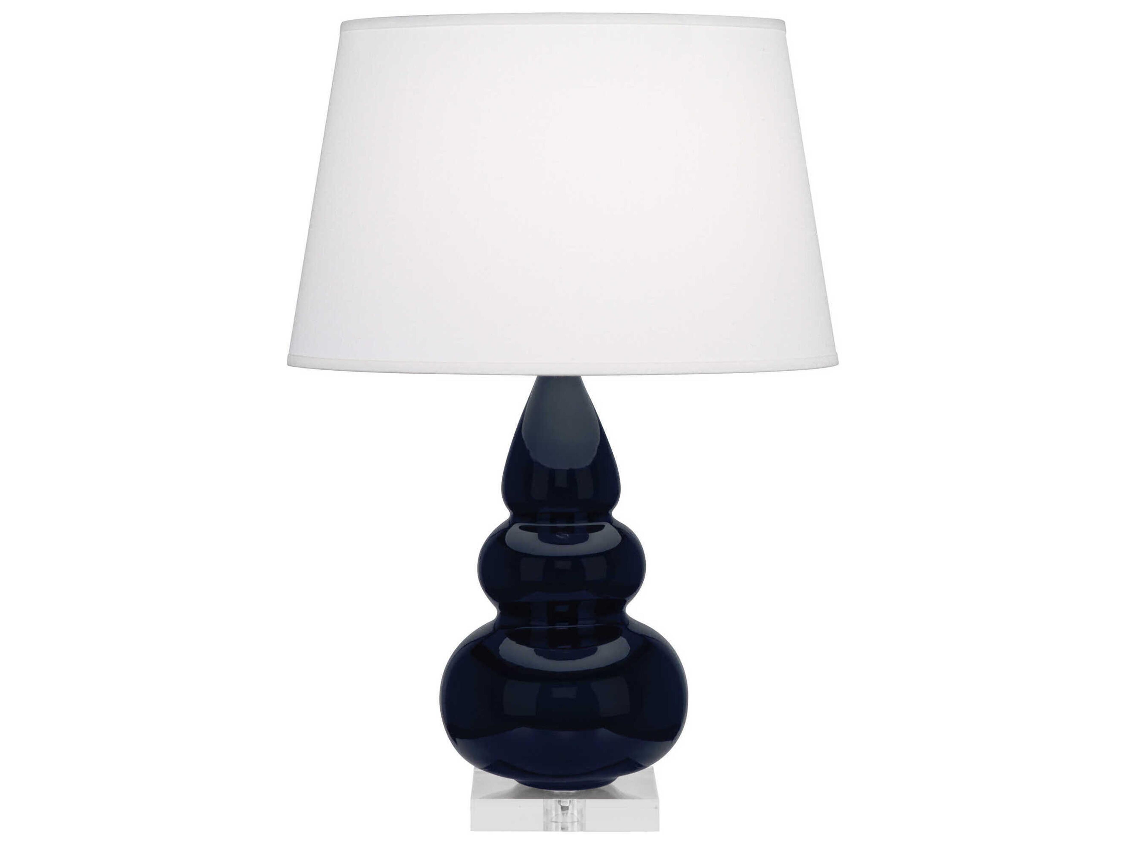 Robert Abbey Small Triple Gourd Midnight Blue Glazed Table Lamp