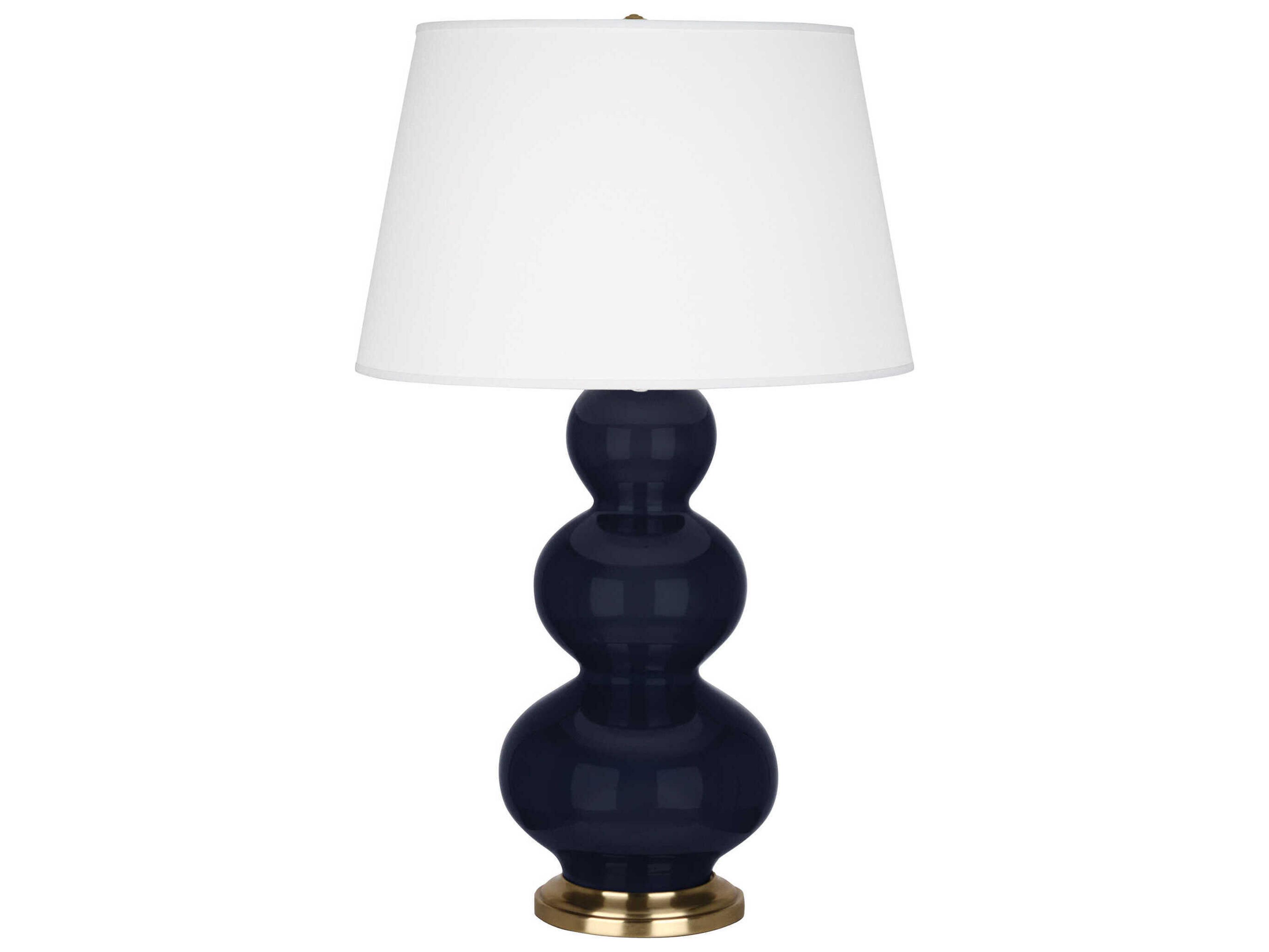 Triple Gourd Midnight Blue Glazed Buffet Lamp