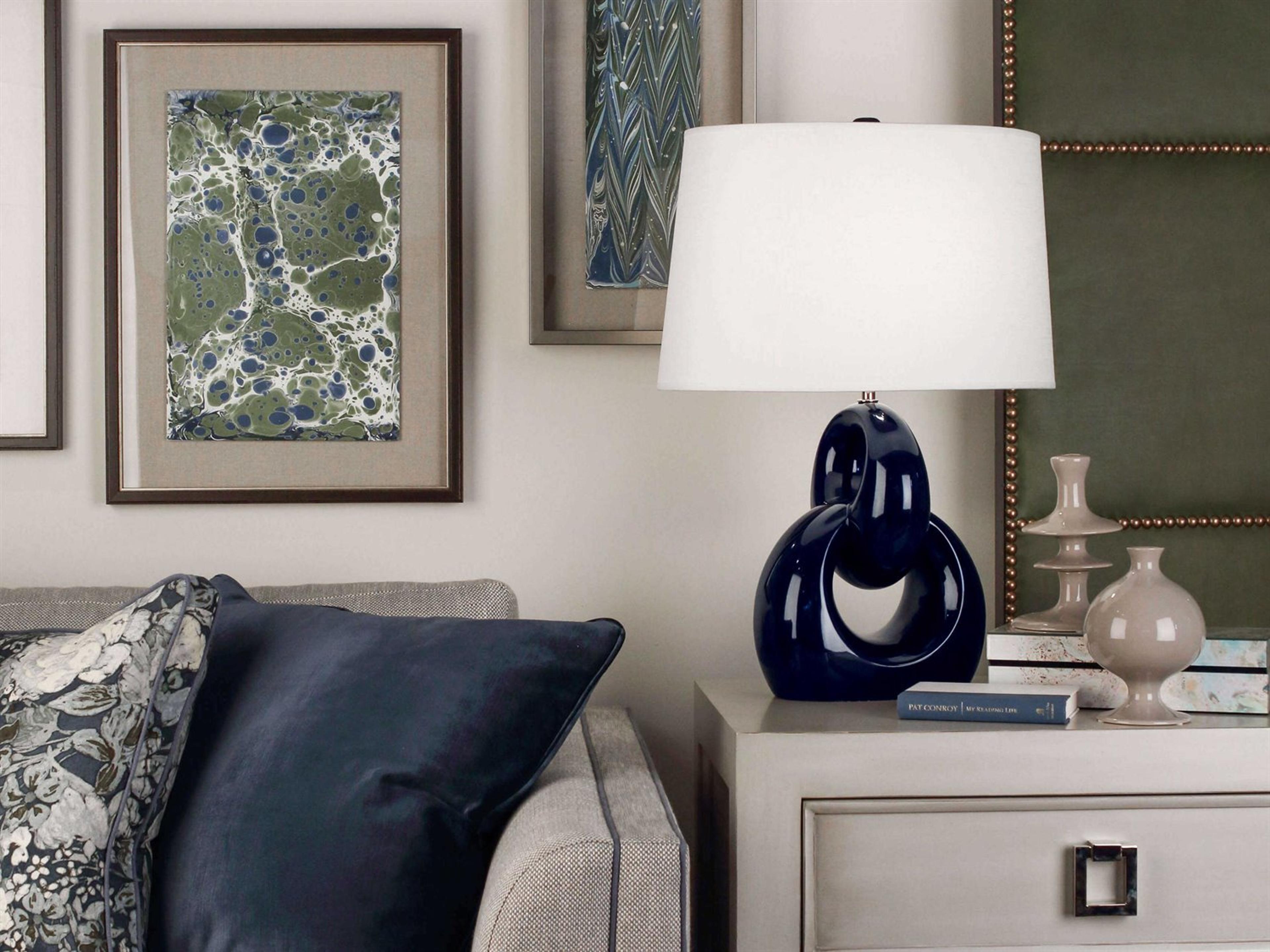 Robert Abbey Fusion Midnight Blue Glazed Polished Nickel Buffet Lamp