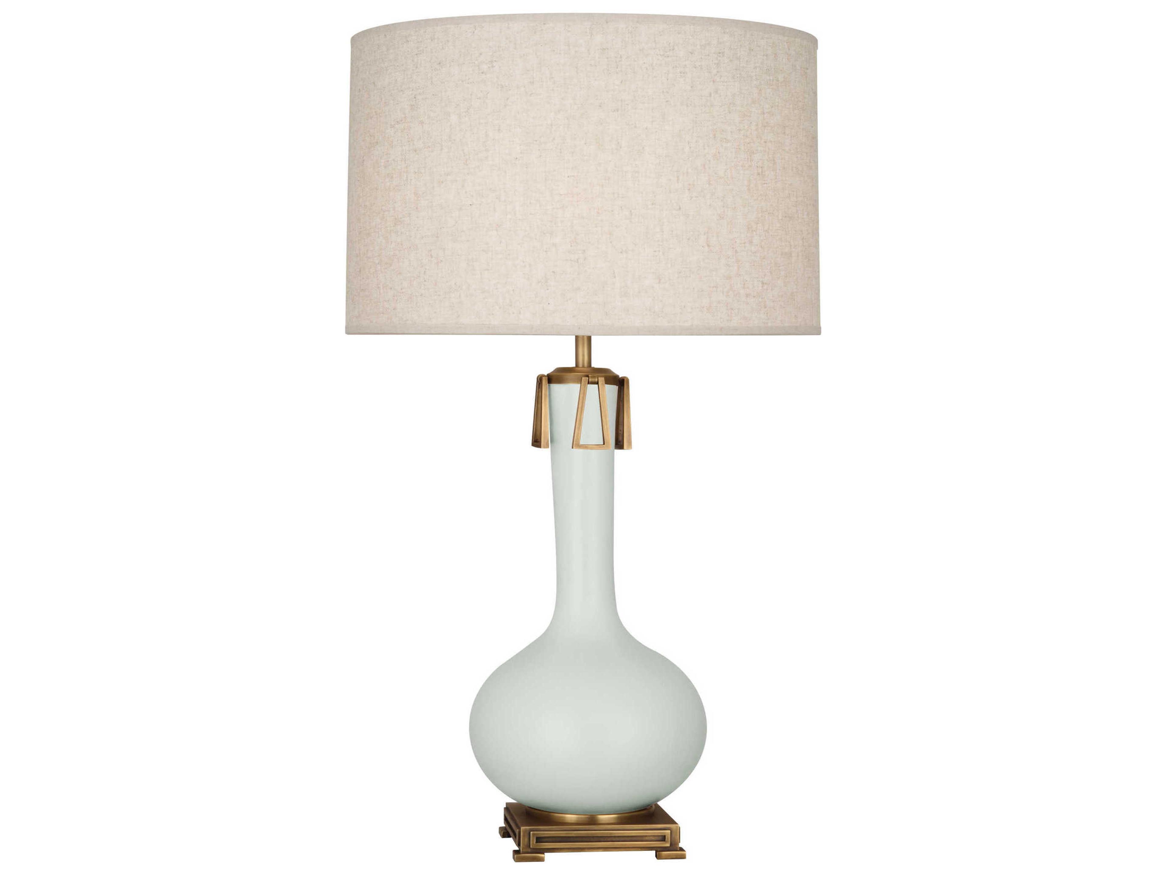 Athena Matte Celadon Glazed Aged Brass Green Buffet Lamp