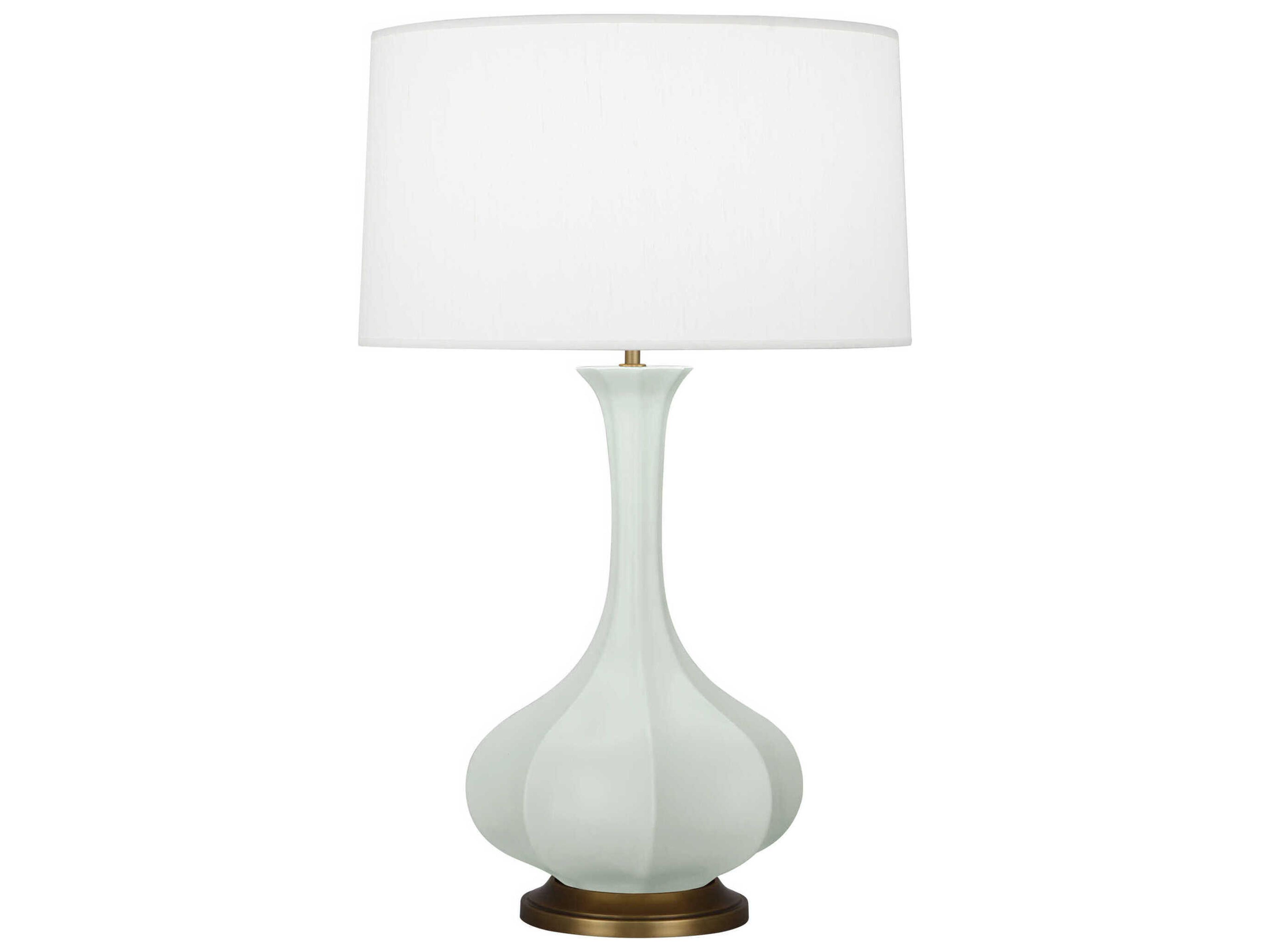 Pike Matte Celadon Glazed Aged Brass Green Buffet Lamp