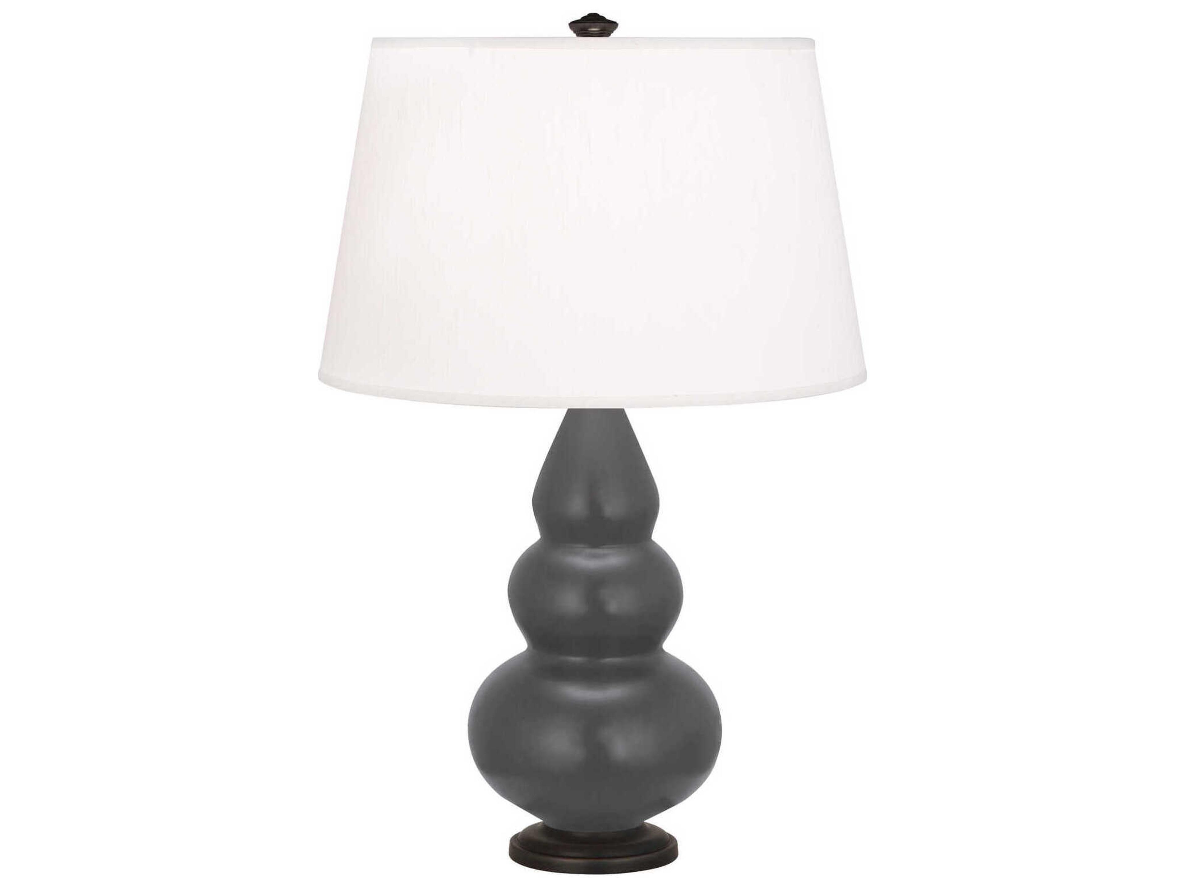 Robert Abbey Small Triple Gourd Matte Ash Glazed Gray Table Lamp