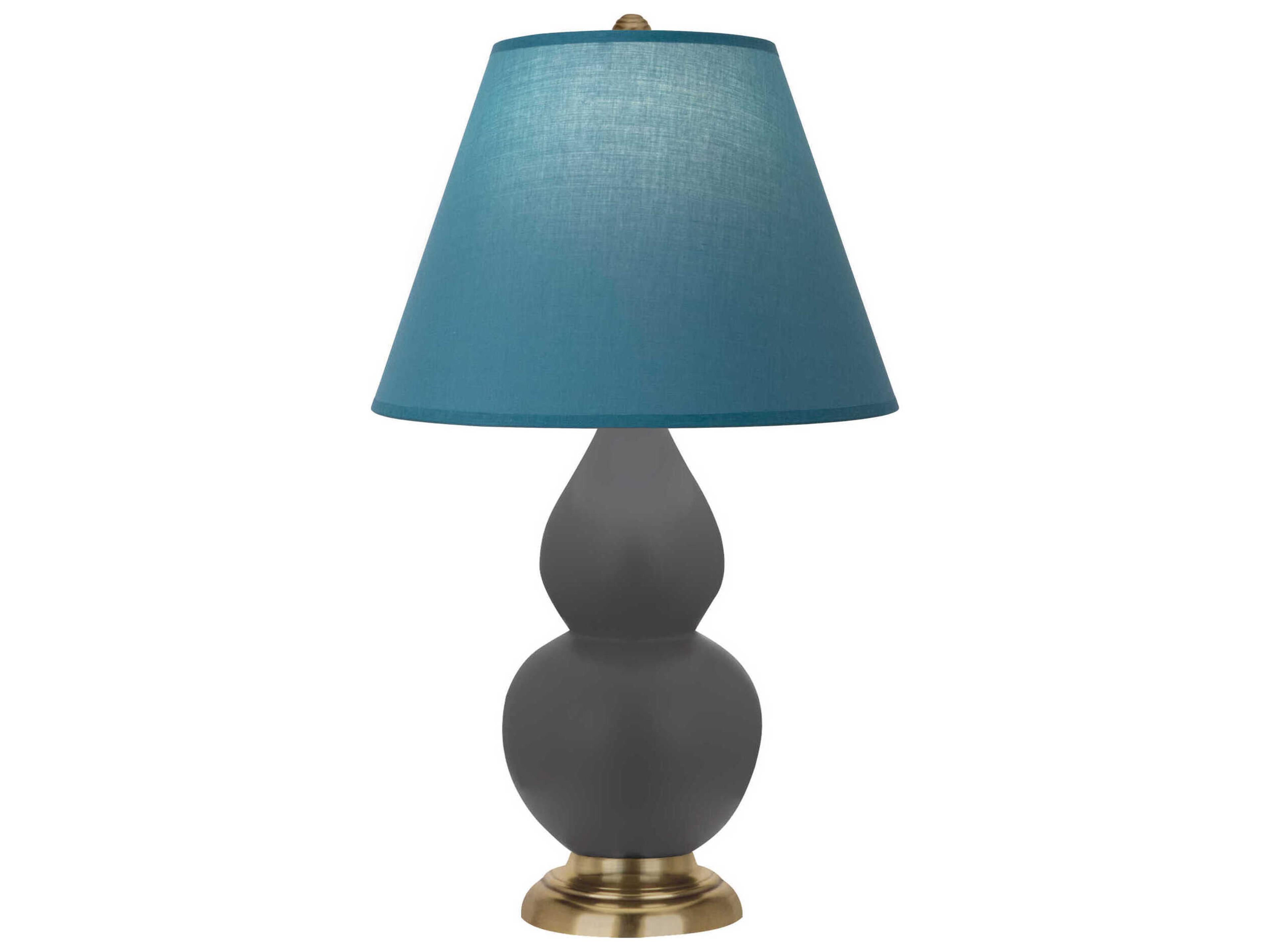 Robert Abbey Small Double Gourd Matte Ash Glazed Gray Table Lamp