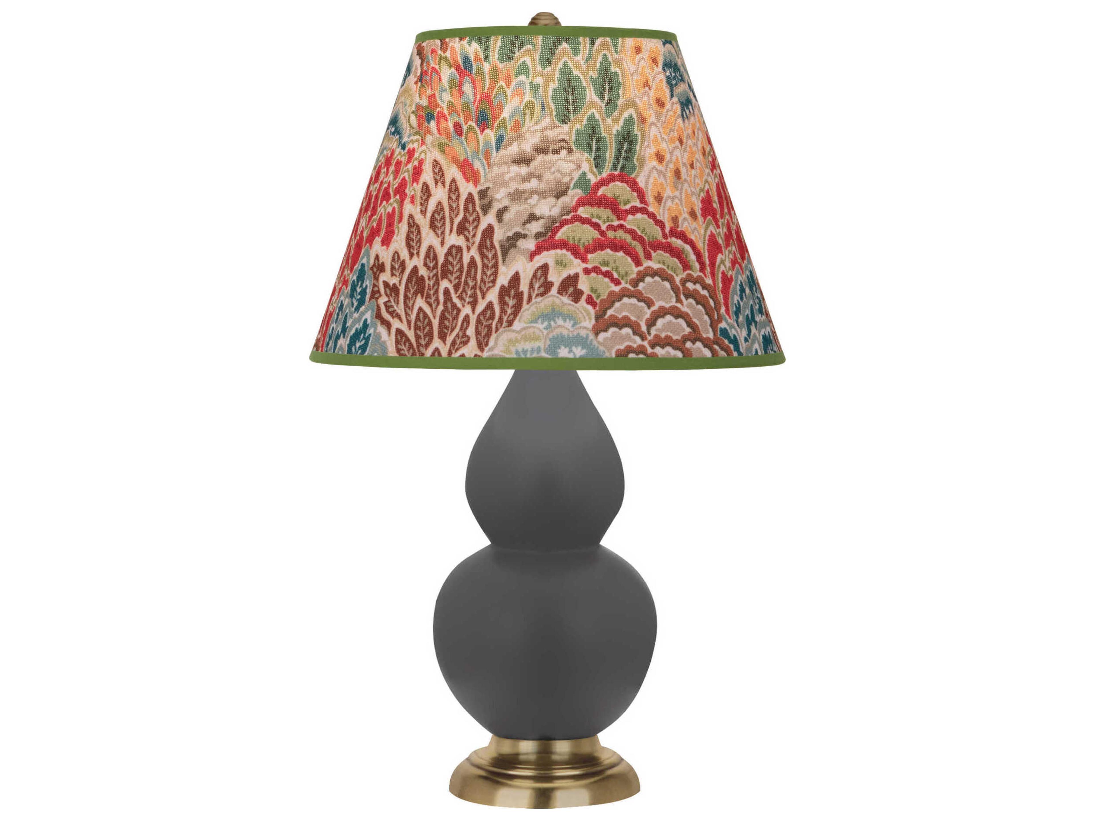 Robert Abbey Small Double Gourd Matte Ash Glazed Gray Table Lamp