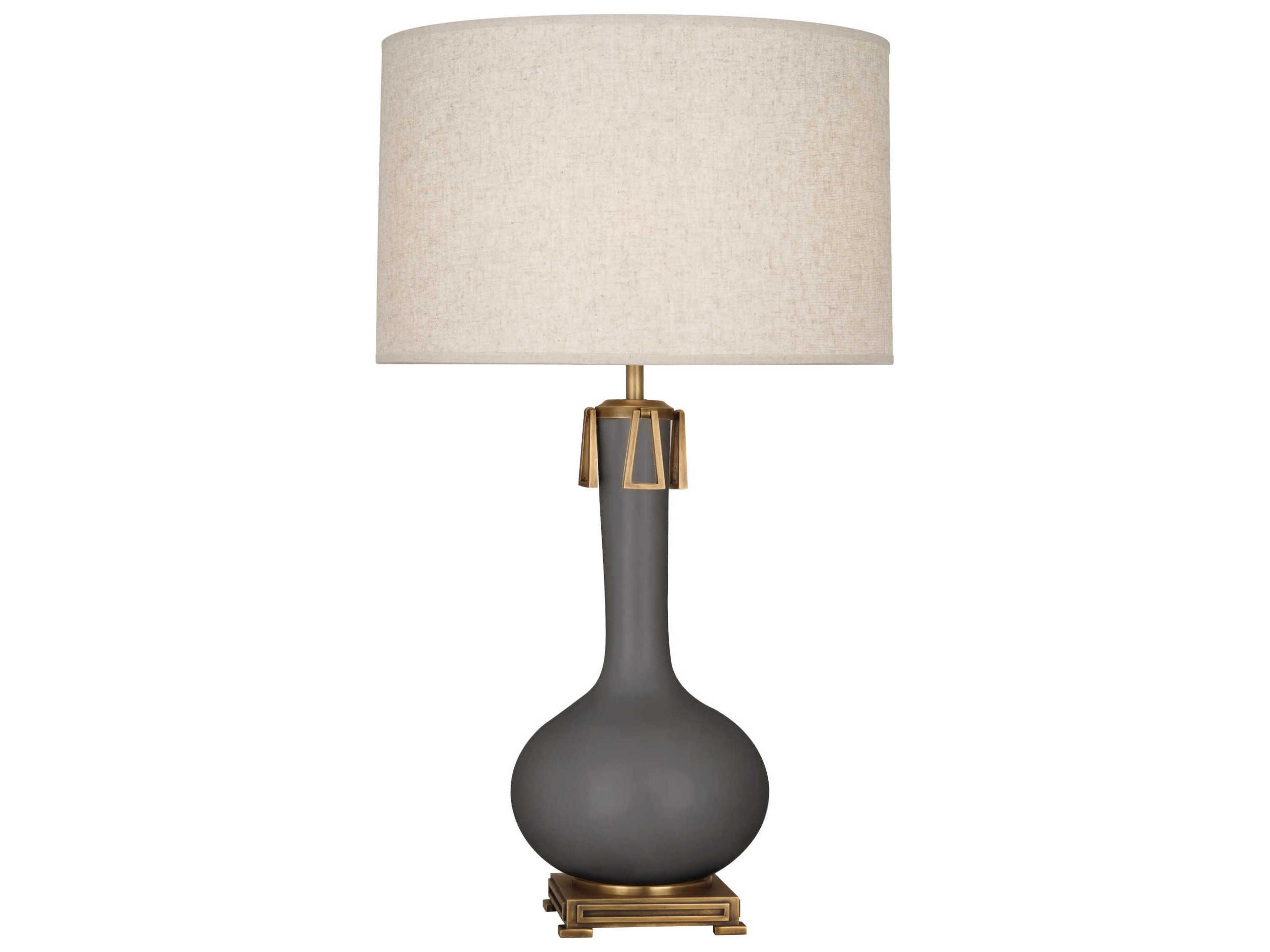 Athena Matte Ash Glazed Aged Brass Buffet Lamp